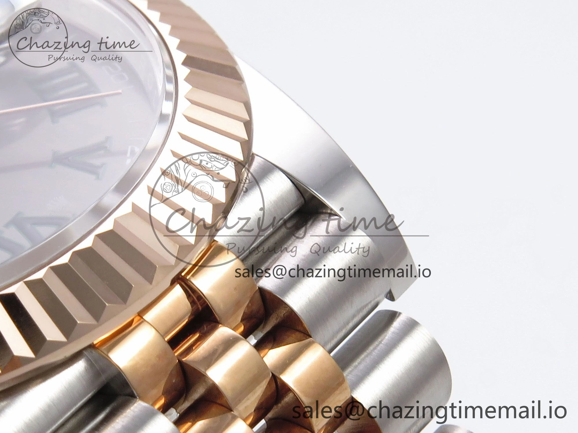 DateJust 41 126331 EWEF Best Edition Gray Dial Green Roman Marker on SS RG Jubilee Bracelet A3235