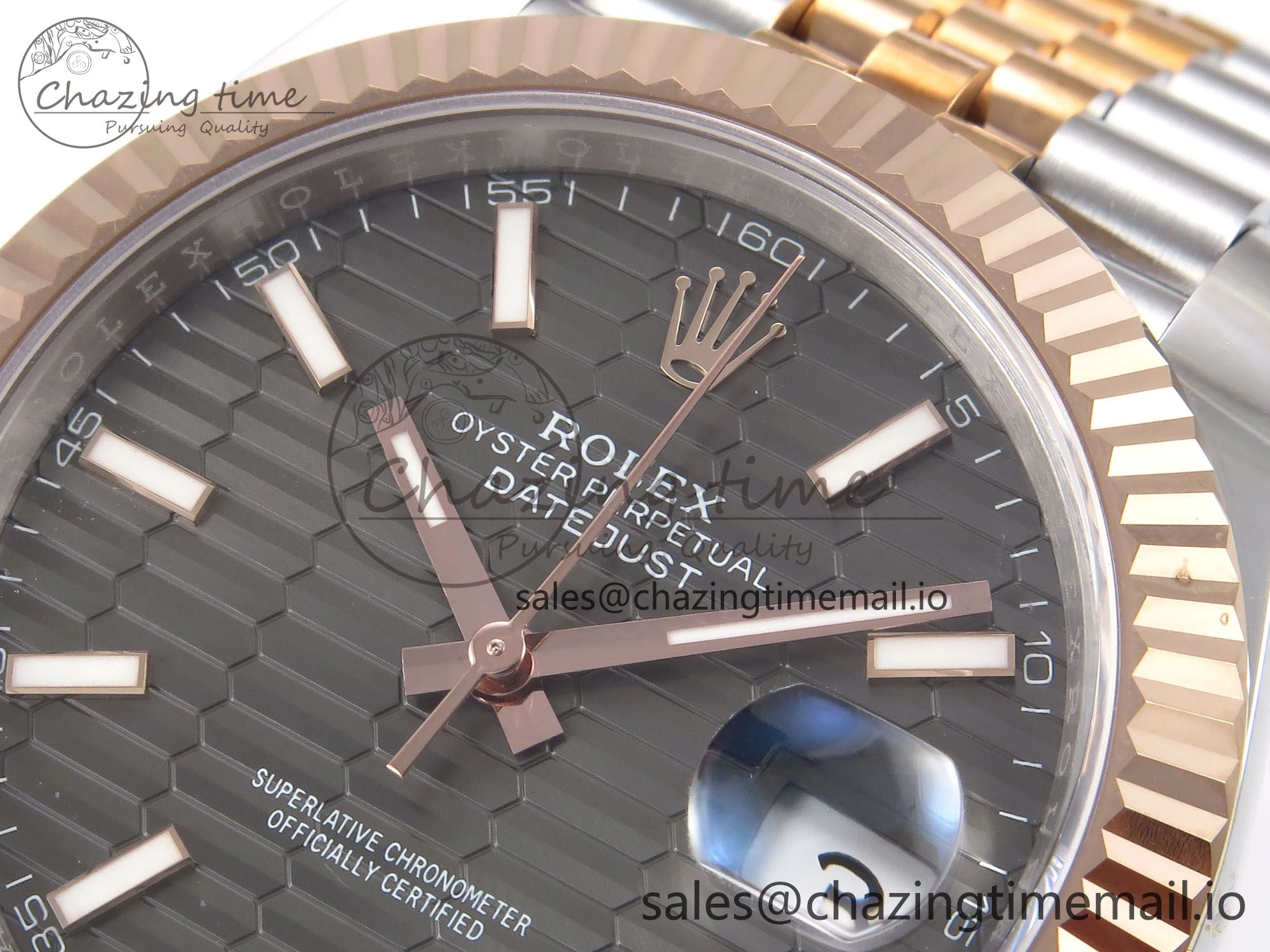 DateJust 41 126331 EWEF Best Edition Gray Textured Dial on SS RG Jubilee Bracelet A3235