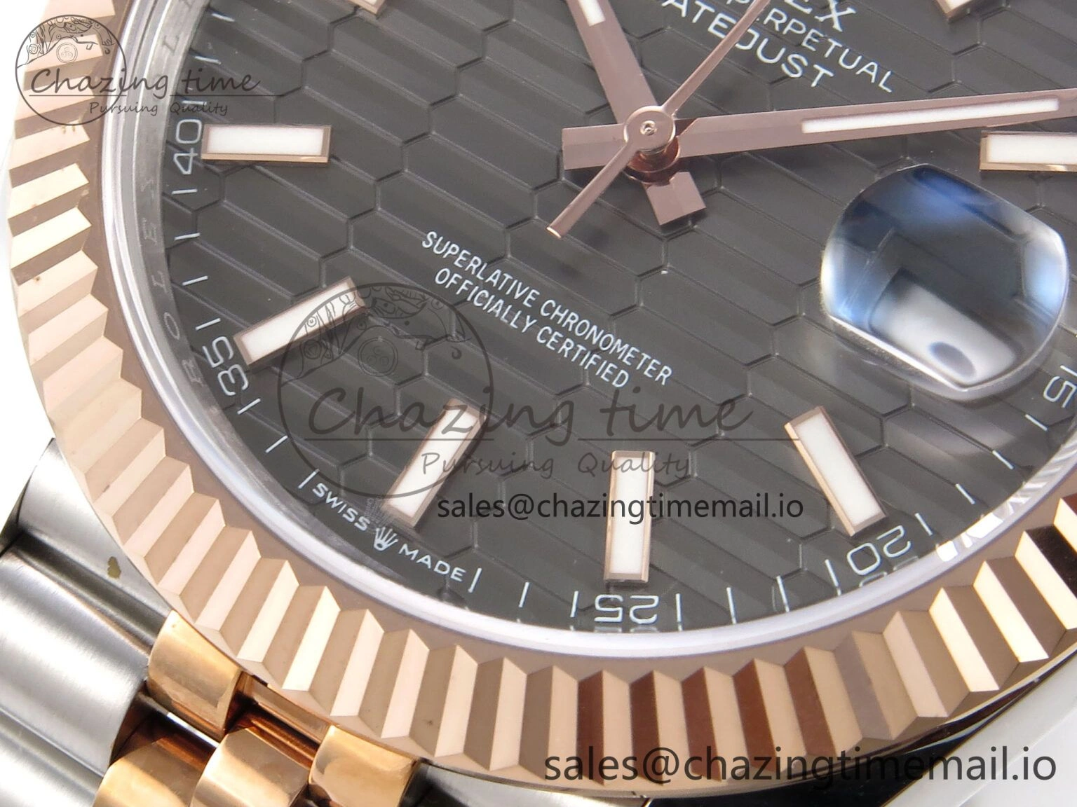 DateJust 41 126331 EWEF Best Edition Gray Textured Dial on SS RG Jubilee Bracelet A3235