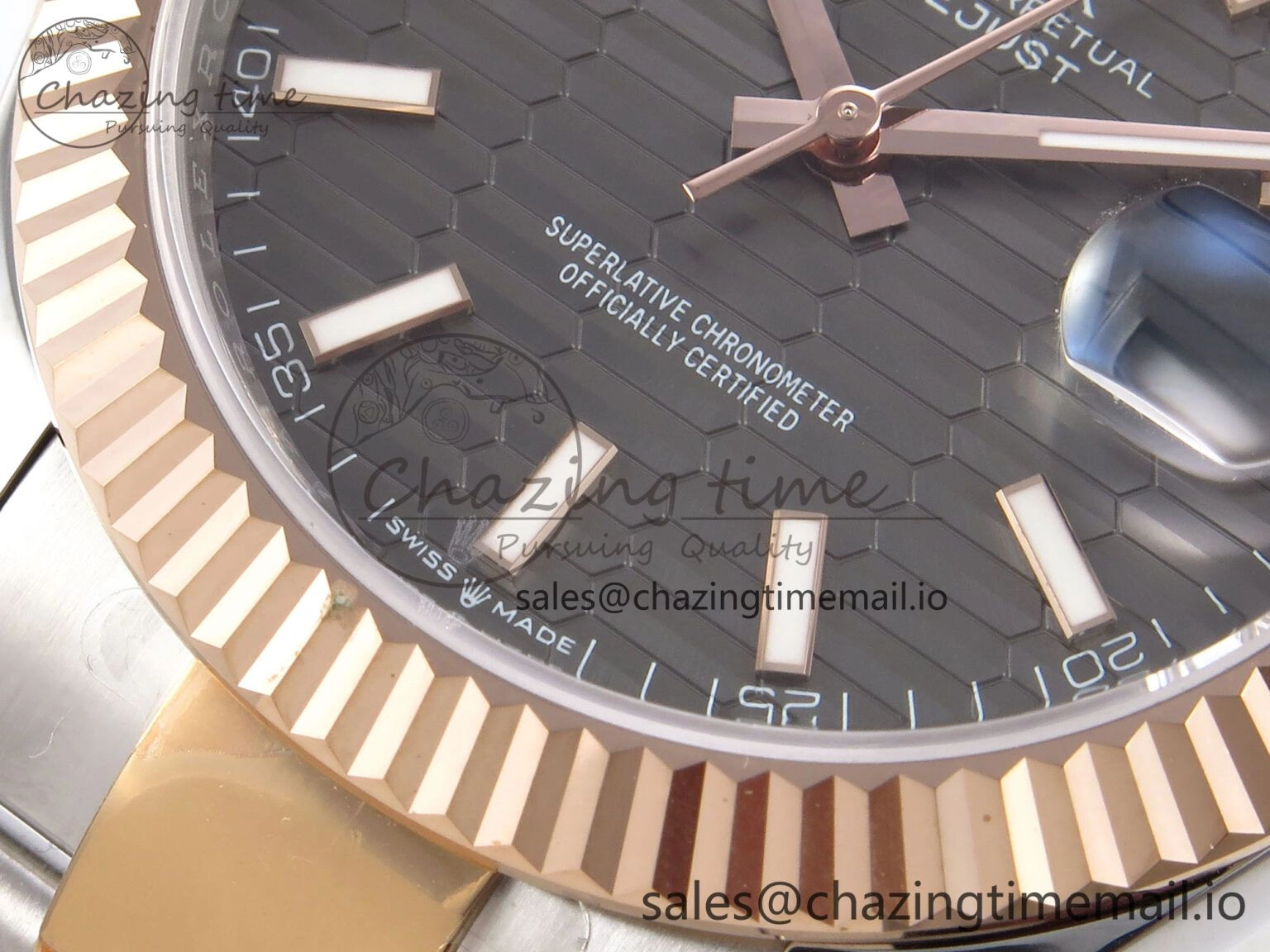 DateJust 41 126331 EWEF Best Edition Gray Textured Dial on SS RG Oyster Bracelet A3235