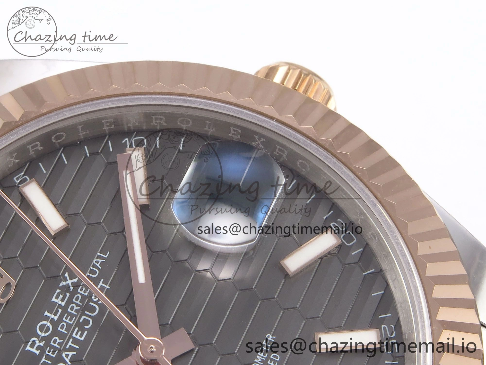 DateJust 41 126331 EWEF Best Edition Gray Textured Dial on SS RG Oyster Bracelet A3235