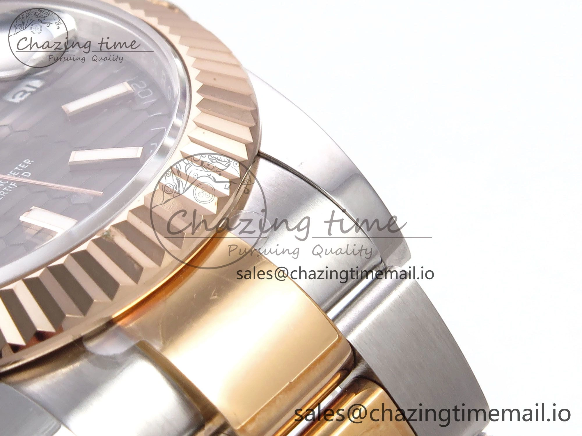 DateJust 41 126331 EWEF Best Edition Gray Textured Dial on SS RG Oyster Bracelet A3235