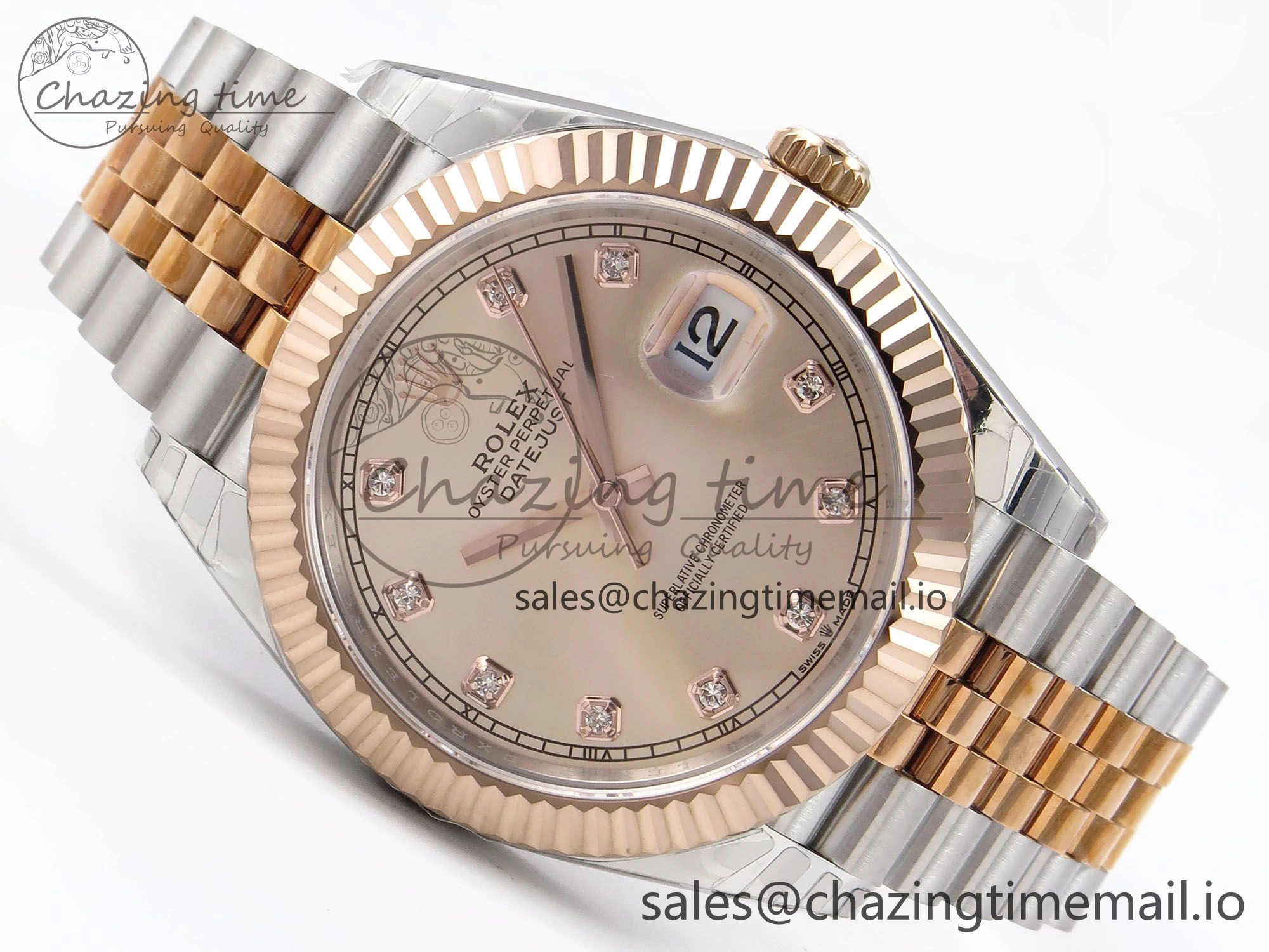 DateJust 41 126331 EWEF Best Edition RG Diamonds Dial on SS RG Jubilee Bracelet A3235