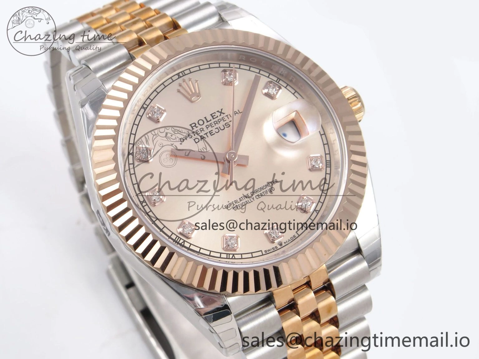 DateJust 41 126331 EWEF Best Edition RG Diamonds Dial on SS RG Jubilee Bracelet A3235