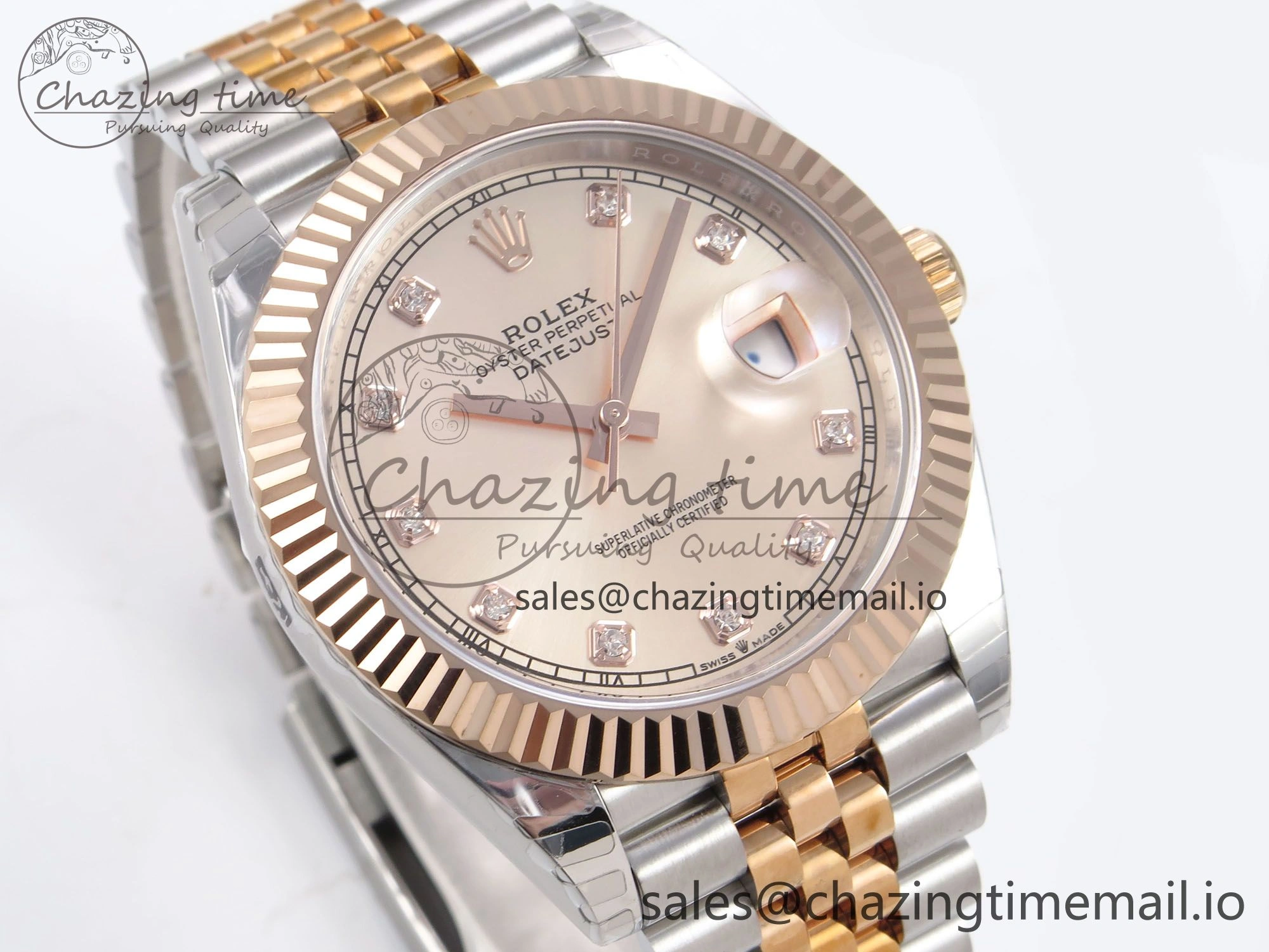 DateJust 41 126331 EWEF Best Edition RG Diamonds Dial on SS RG Jubilee Bracelet A3235