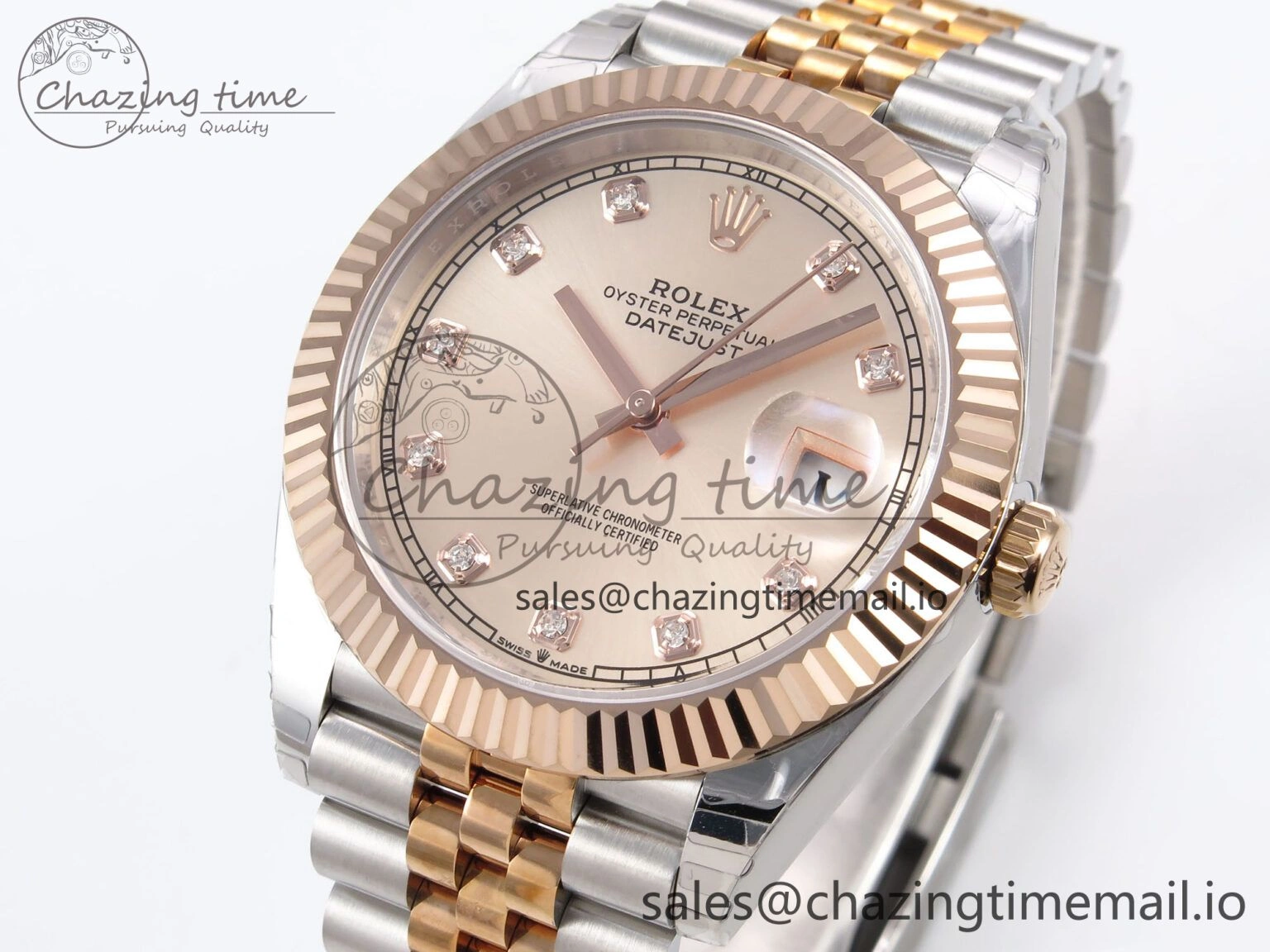 DateJust 41 126331 EWEF Best Edition RG Diamonds Dial on SS RG Jubilee Bracelet A3235