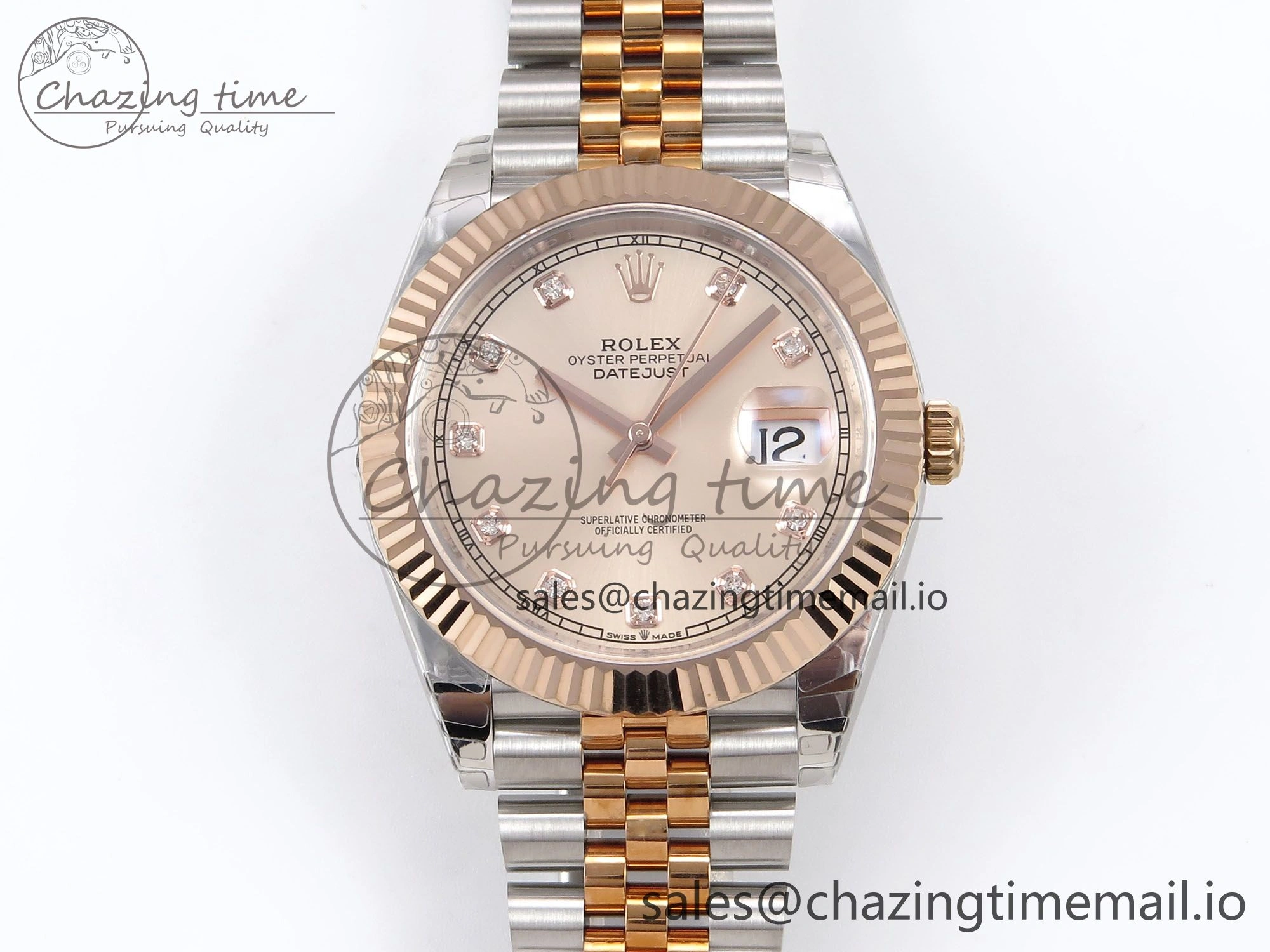 DateJust 41 126331 EWEF Best Edition RG Diamonds Dial on SS RG Jubilee Bracelet A3235