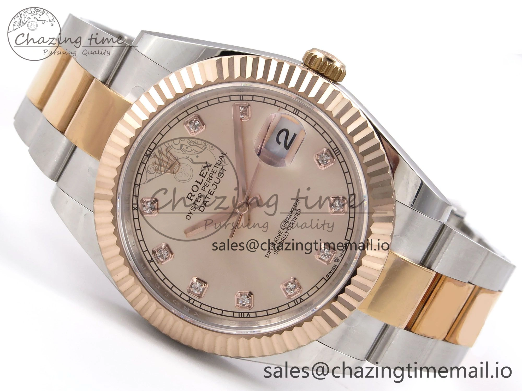 DateJust 41 126331 EWEF Best Edition RG Diamonds Dial on SS RG Oyster Bracelet A3235