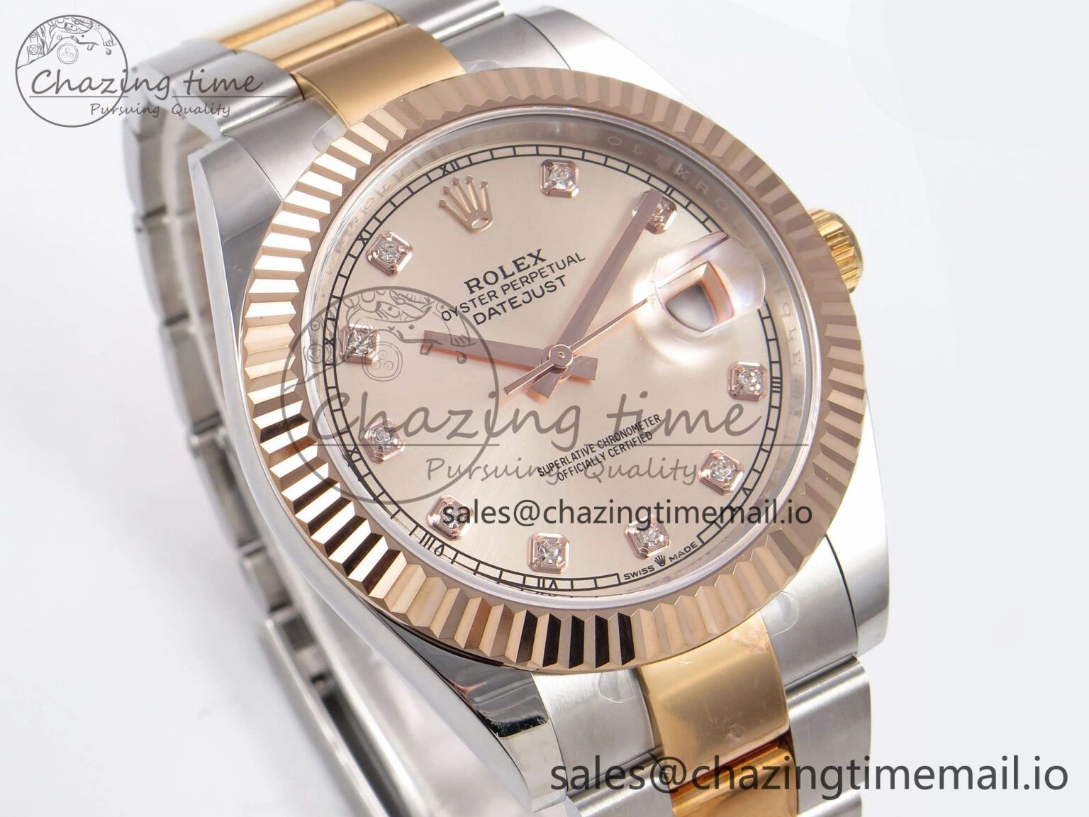 DateJust 41 126331 EWEF Best Edition RG Diamonds Dial on SS RG Oyster Bracelet A3235