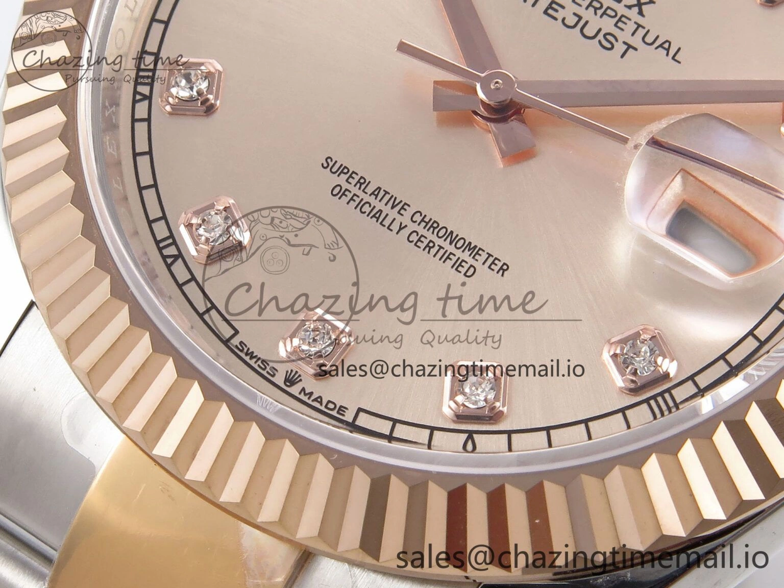 DateJust 41 126331 EWEF Best Edition RG Diamonds Dial on SS RG Oyster Bracelet A3235