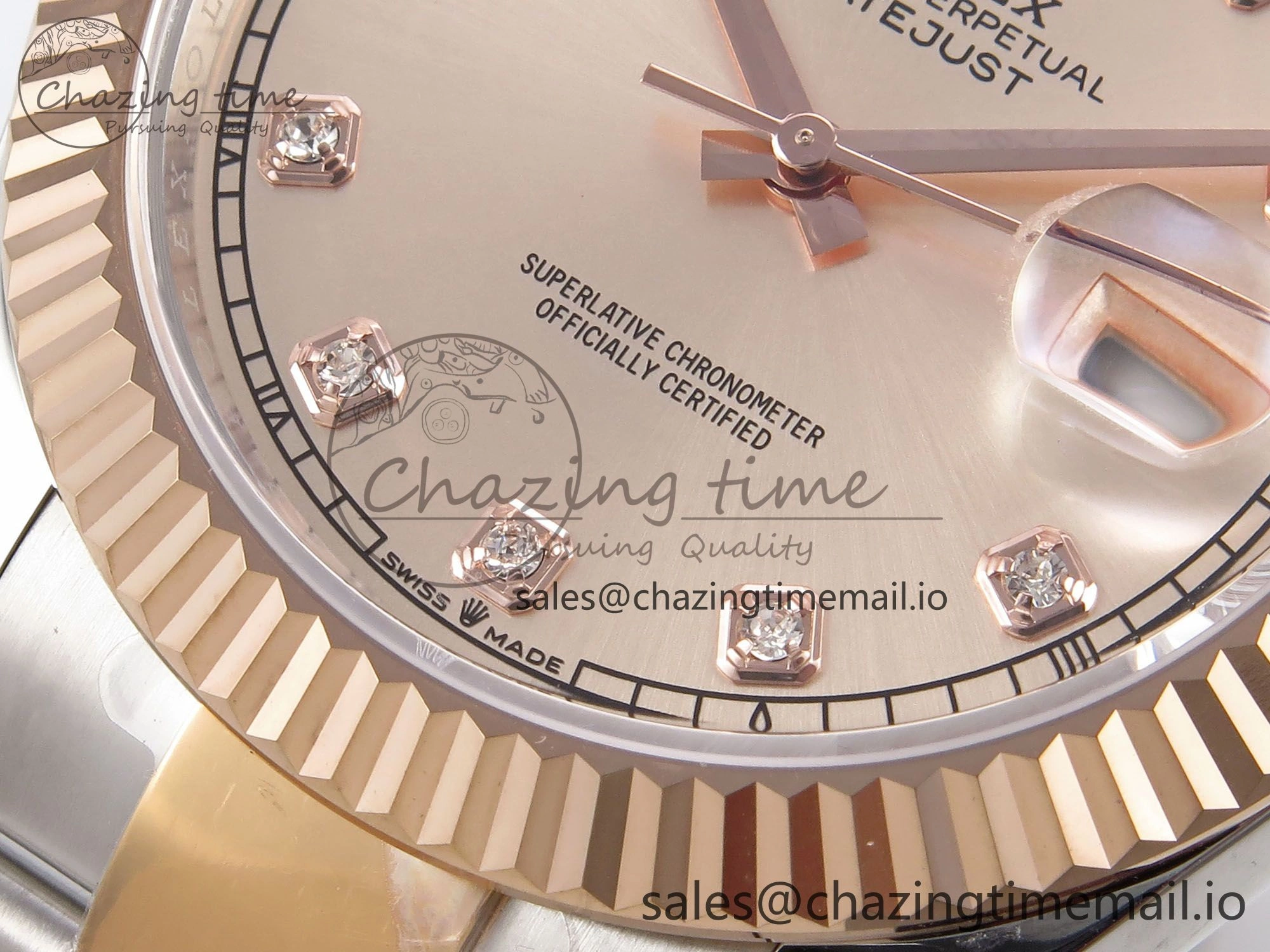 DateJust 41 126331 EWEF Best Edition RG Diamonds Dial on SS RG Oyster Bracelet A3235