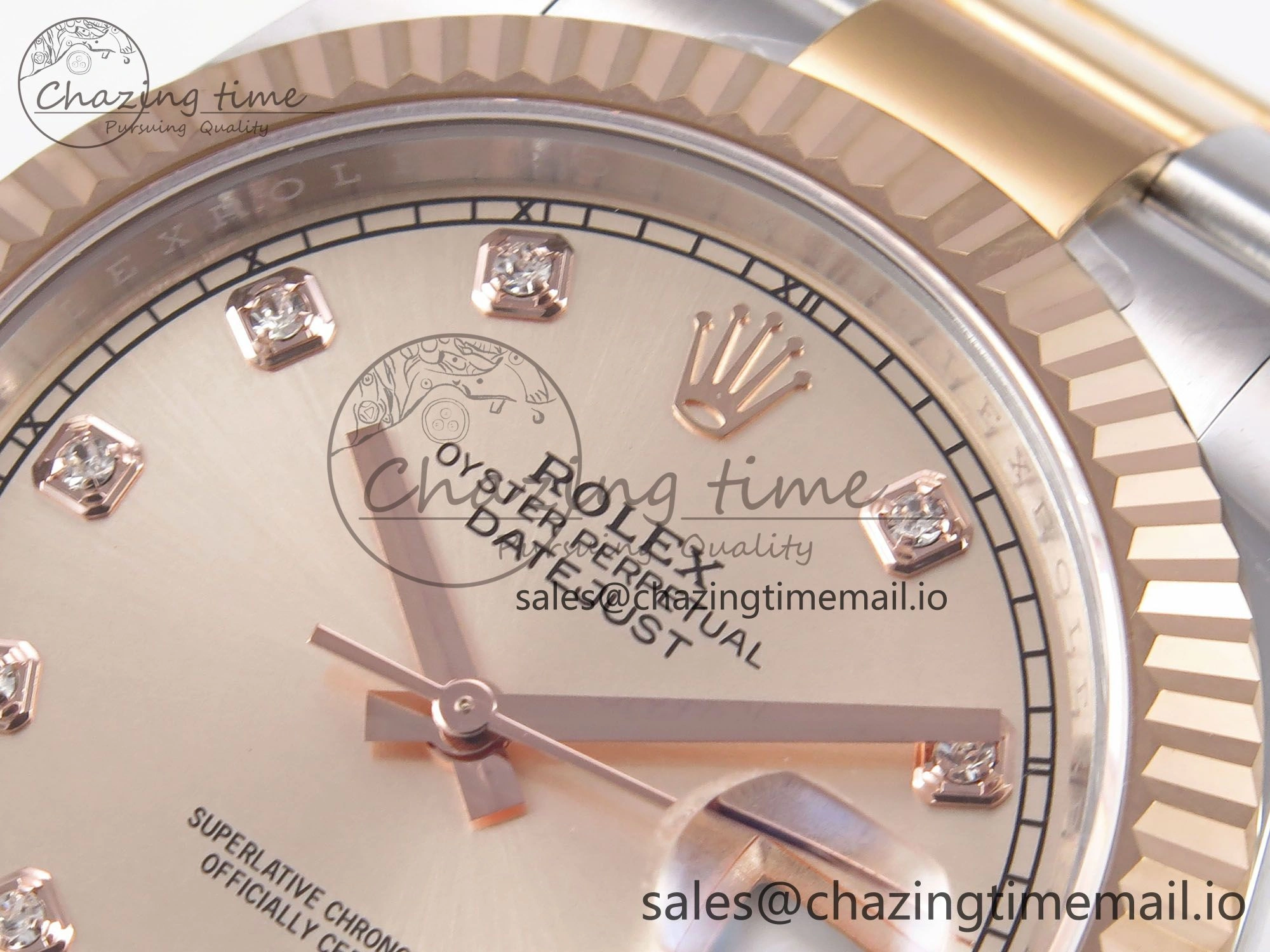DateJust 41 126331 EWEF Best Edition RG Diamonds Dial on SS RG Oyster Bracelet A3235