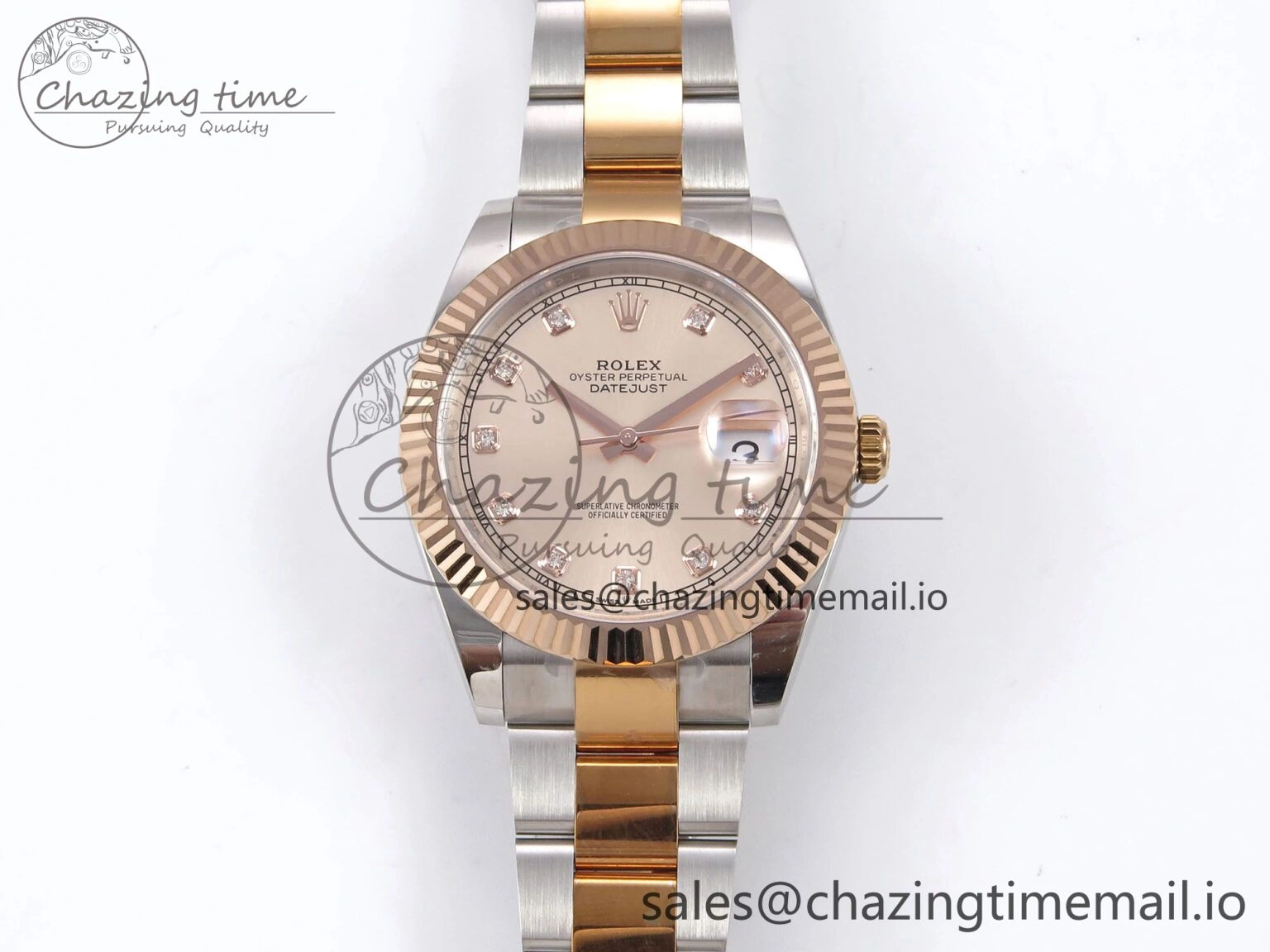 DateJust 41 126331 EWEF Best Edition RG Diamonds Dial on SS RG Oyster Bracelet A3235
