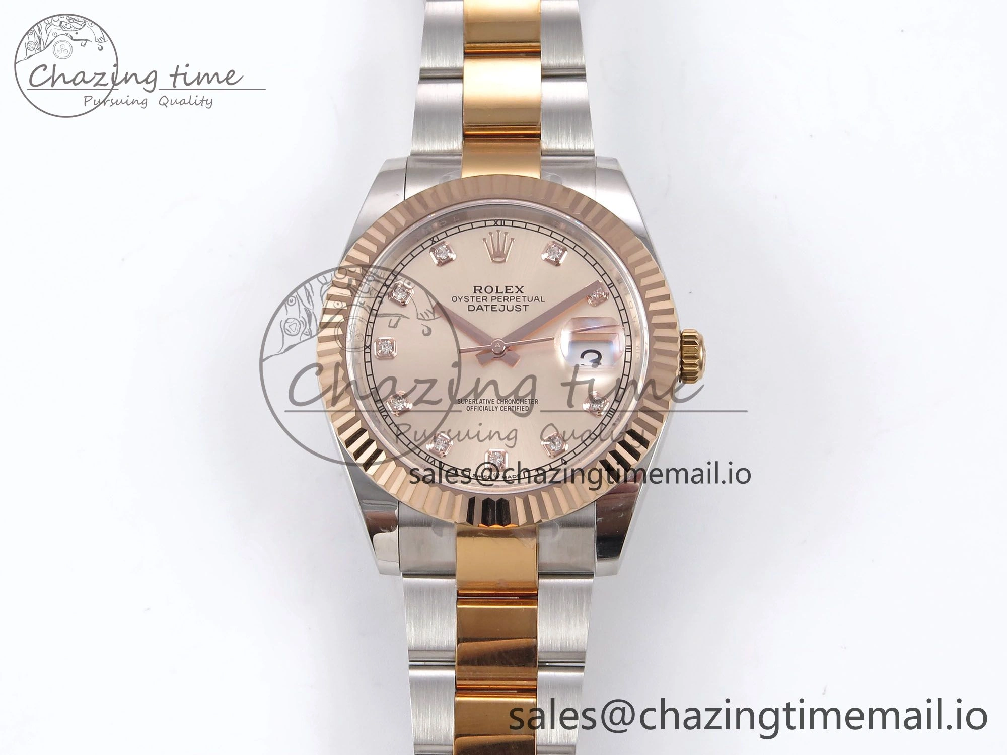DateJust 41 126331 EWEF Best Edition RG Diamonds Dial on SS RG Oyster Bracelet A3235