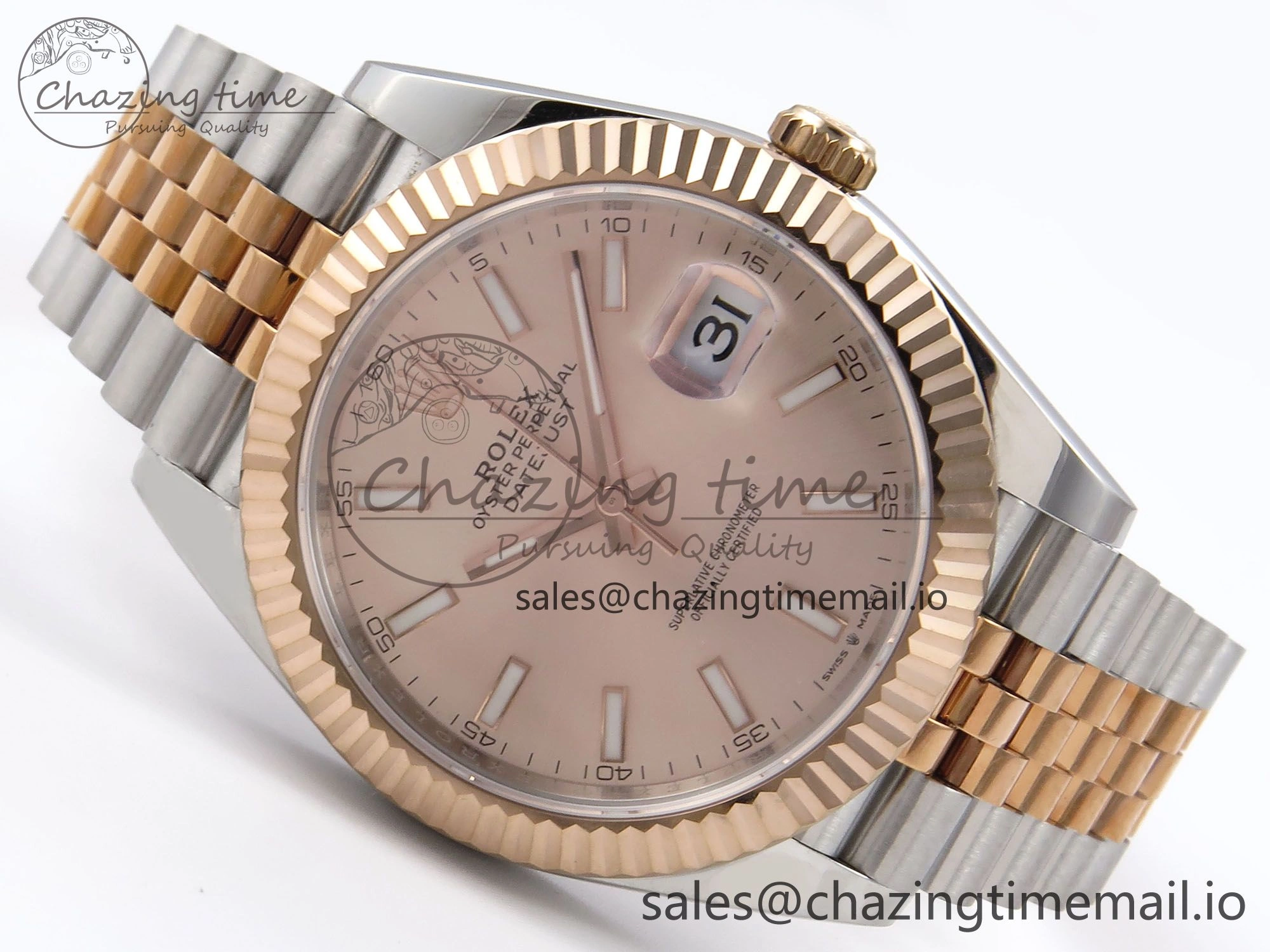 DateJust 41 126331 EWEF Best Edition RG Stick Dial on SS RG Jubilee Bracelet A3235