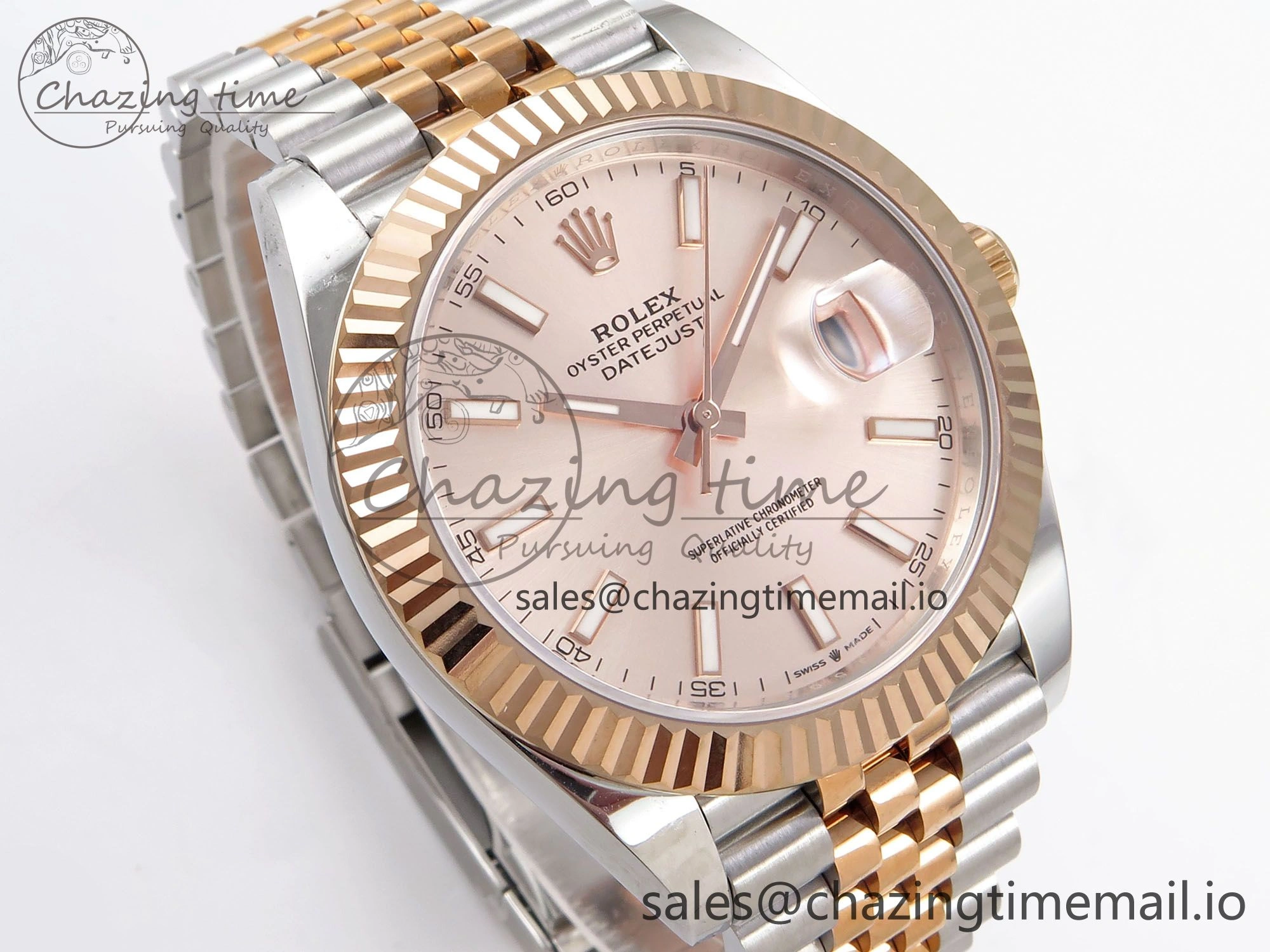 DateJust 41 126331 EWEF Best Edition RG Stick Dial on SS RG Jubilee Bracelet A3235