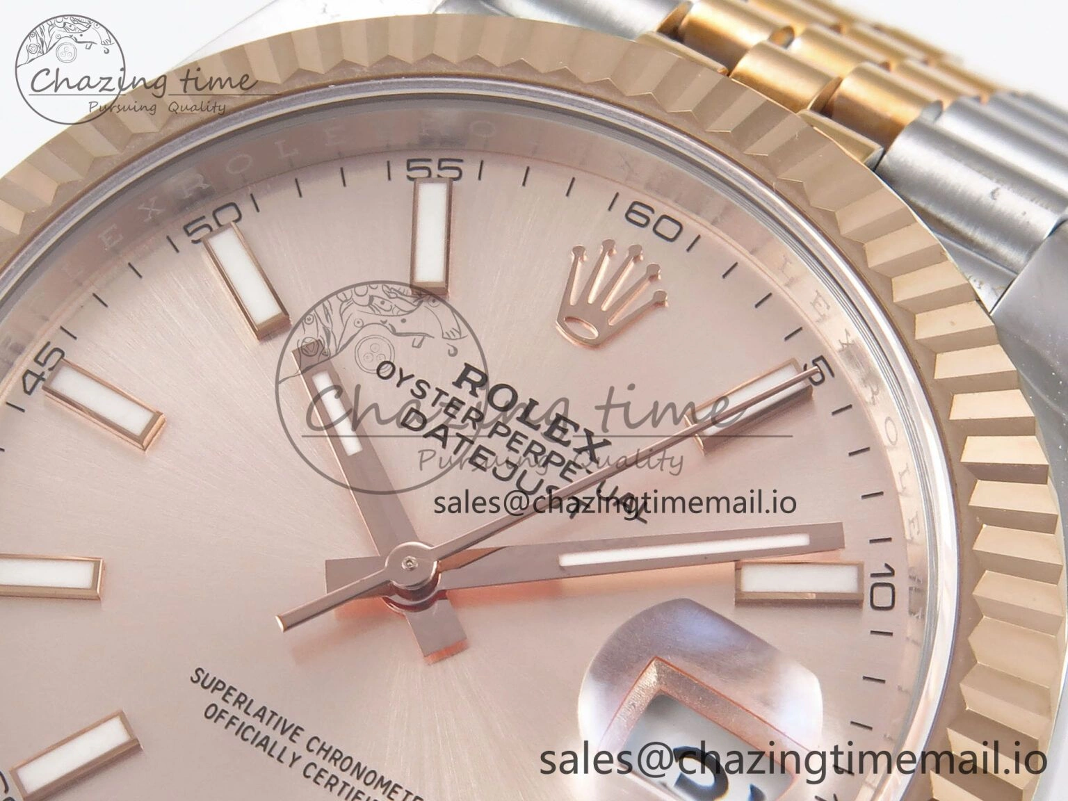 DateJust 41 126331 EWEF Best Edition RG Stick Dial on SS RG Jubilee Bracelet A3235