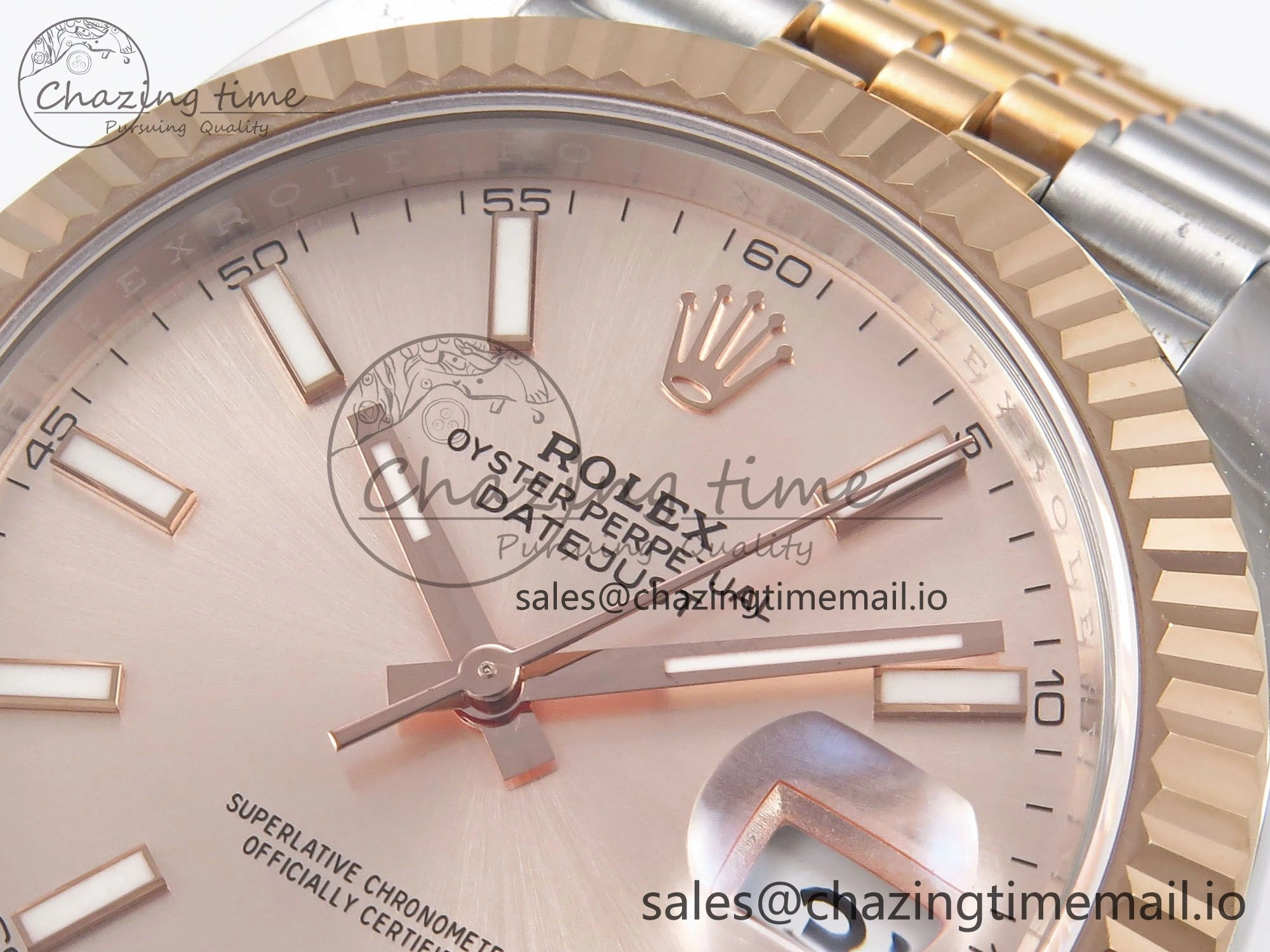 DateJust 41 126331 EWEF Best Edition RG Stick Dial on SS RG Jubilee Bracelet A3235
