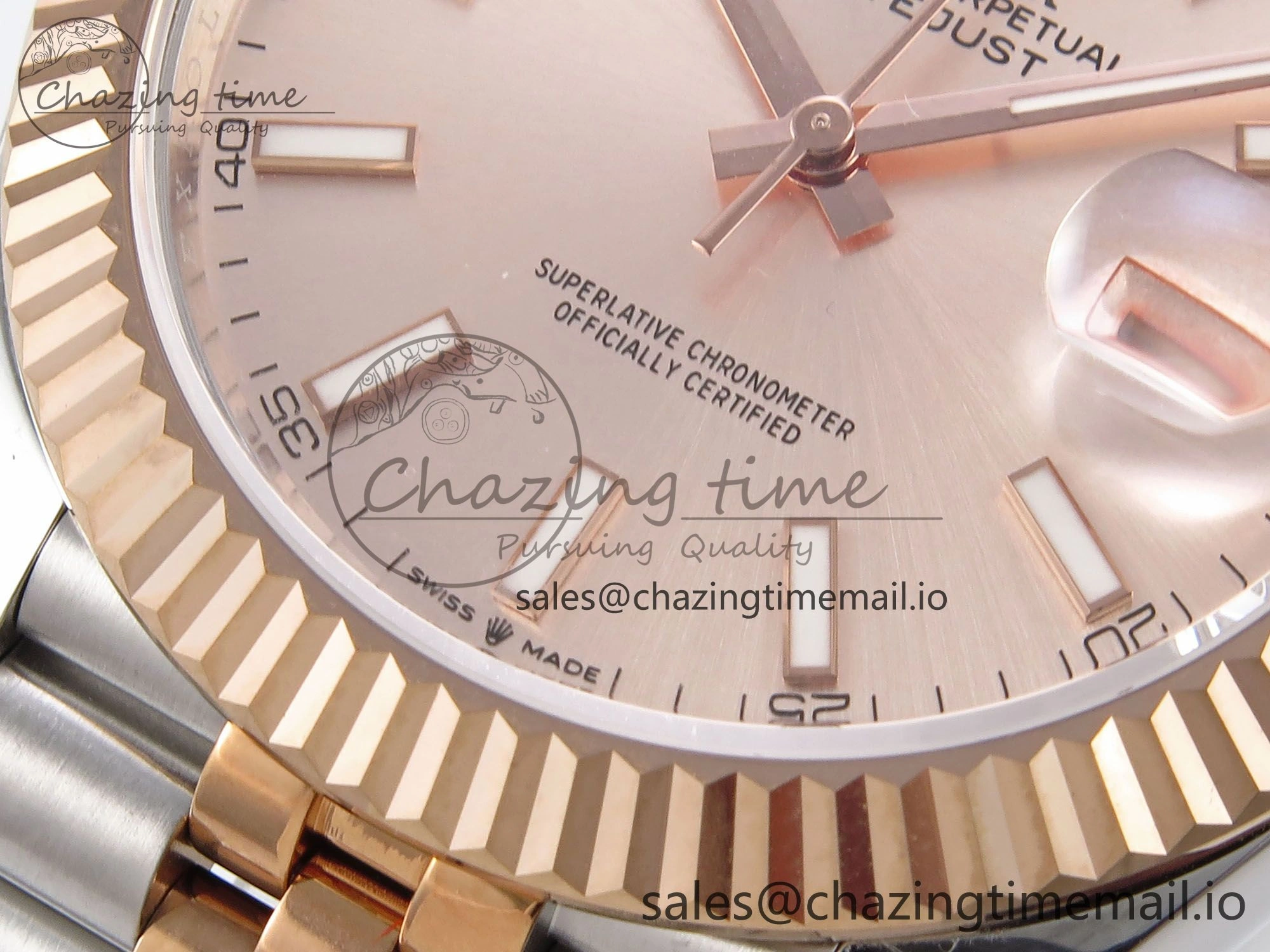 DateJust 41 126331 EWEF Best Edition RG Stick Dial on SS RG Jubilee Bracelet A3235