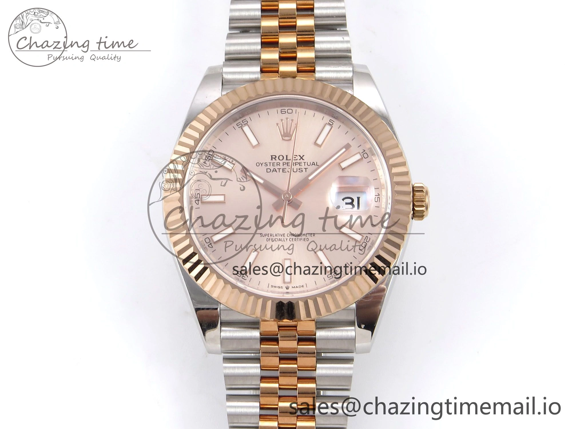 DateJust 41 126331 EWEF Best Edition RG Stick Dial on SS RG Jubilee Bracelet A3235