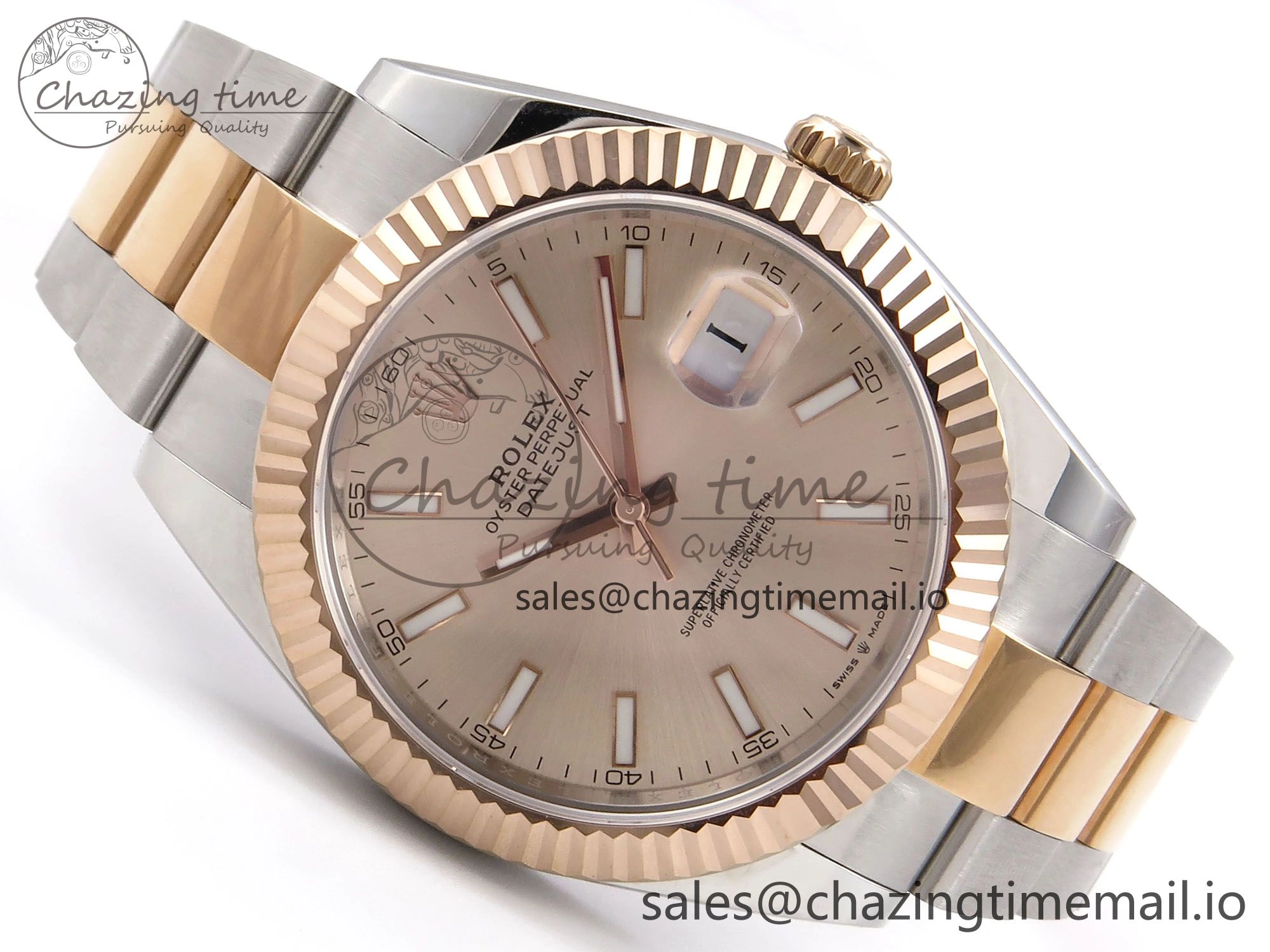 DateJust 41 126331 EWEF Best Edition RG Stick Dial on SS RG Oyster Bracelet A3235