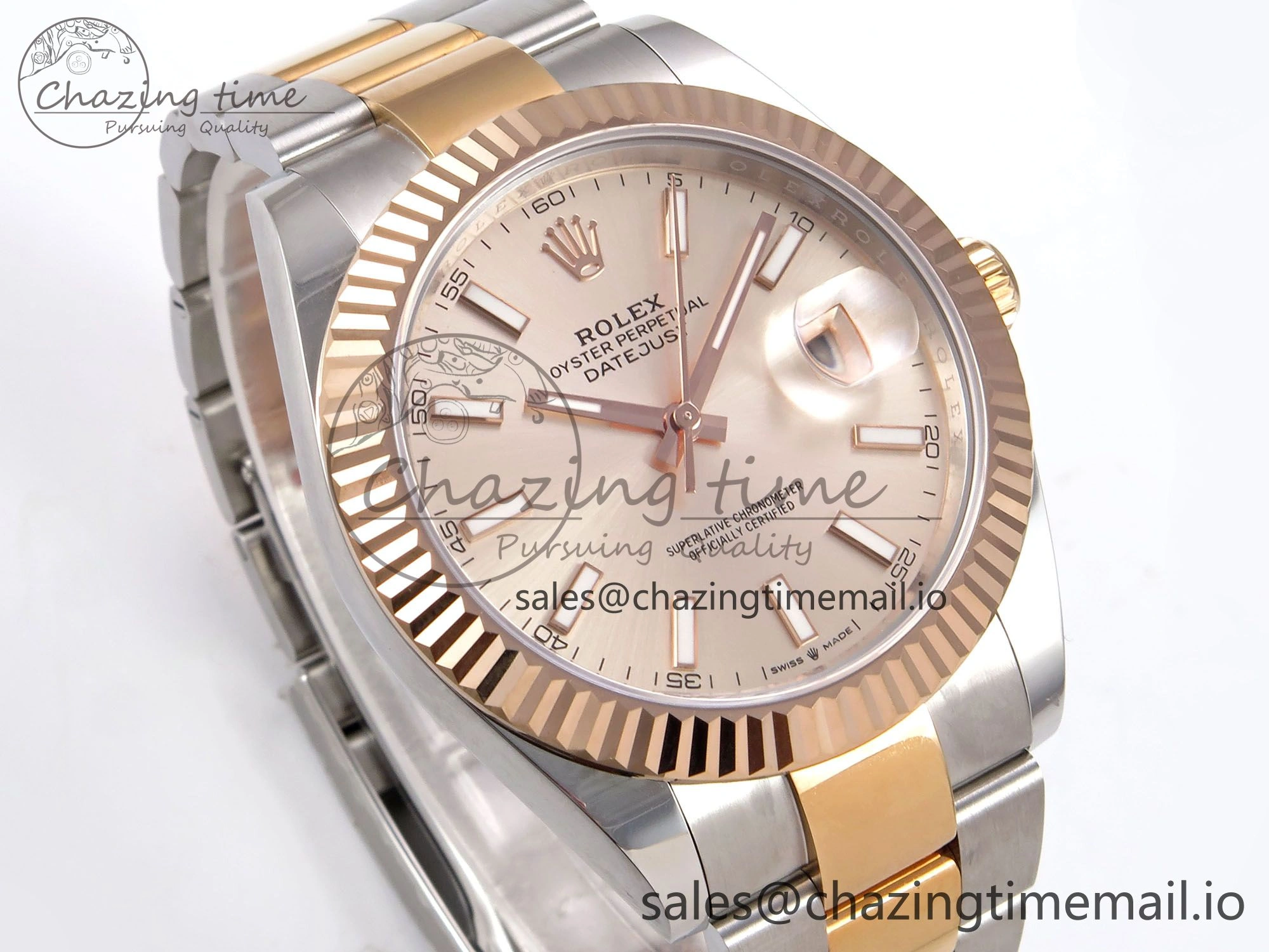 DateJust 41 126331 EWEF Best Edition RG Stick Dial on SS RG Oyster Bracelet A3235