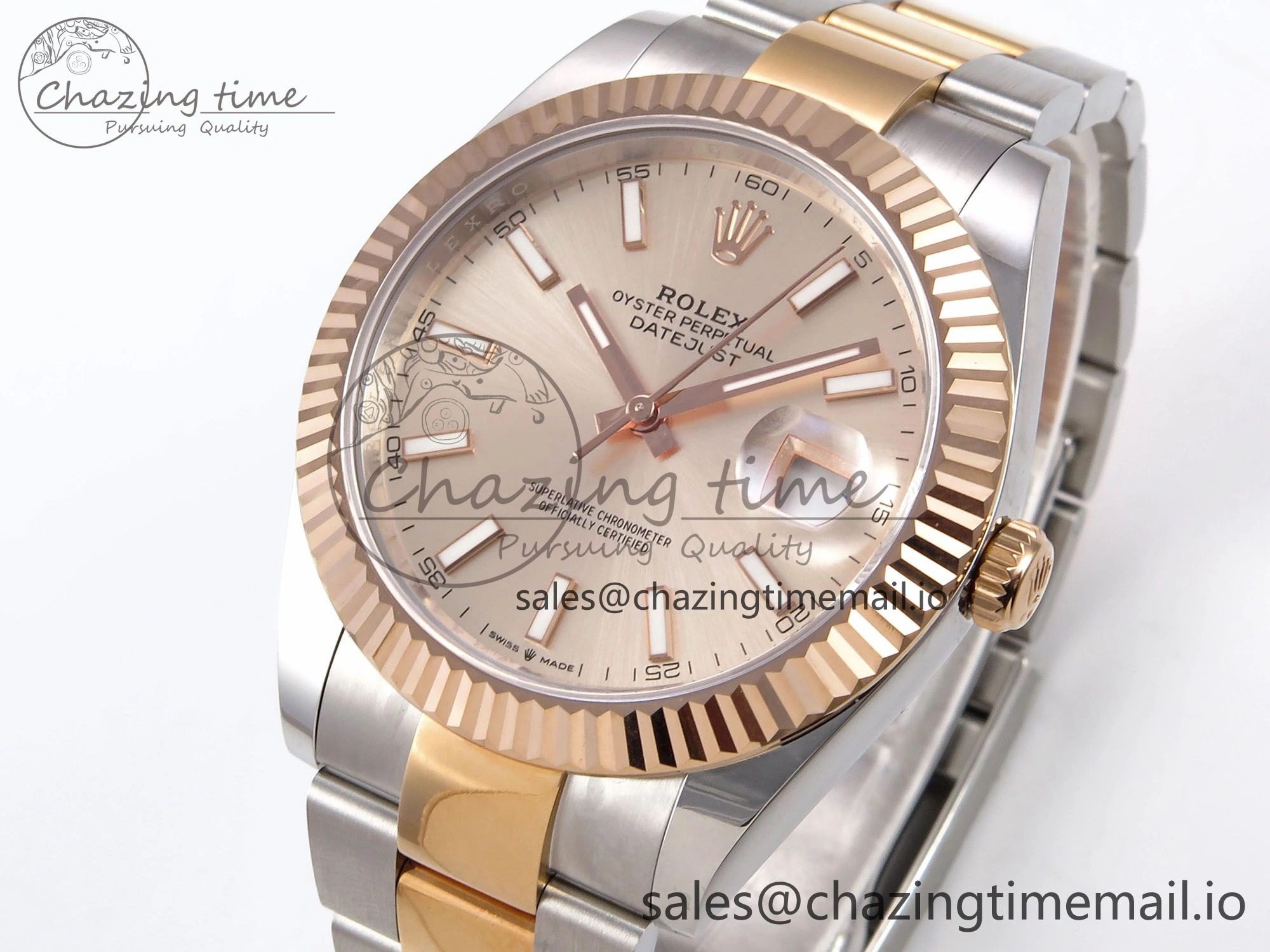DateJust 41 126331 EWEF Best Edition RG Stick Dial on SS RG Oyster Bracelet A3235
