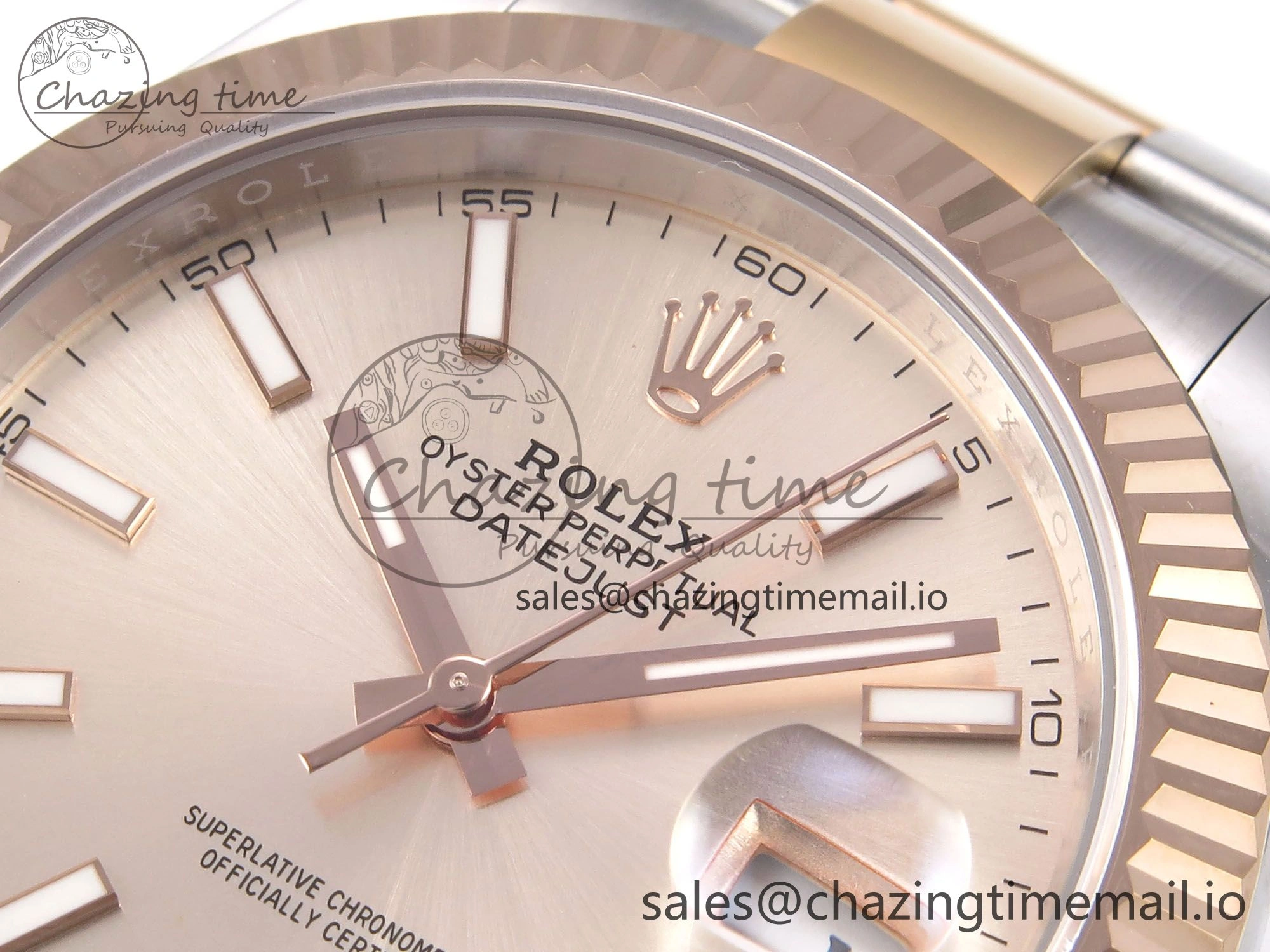 DateJust 41 126331 EWEF Best Edition RG Stick Dial on SS RG Oyster Bracelet A3235