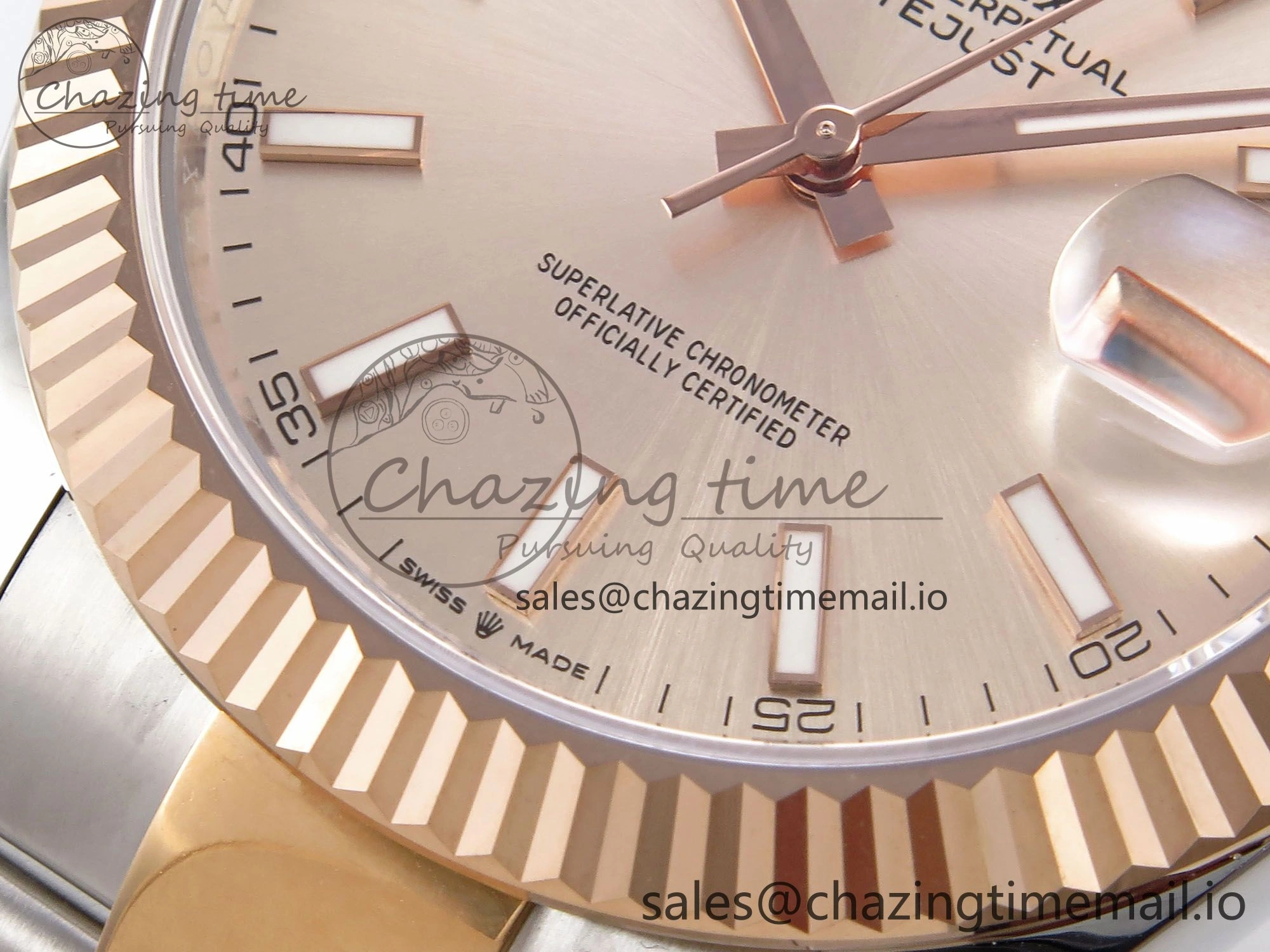 DateJust 41 126331 EWEF Best Edition RG Stick Dial on SS RG Oyster Bracelet A3235