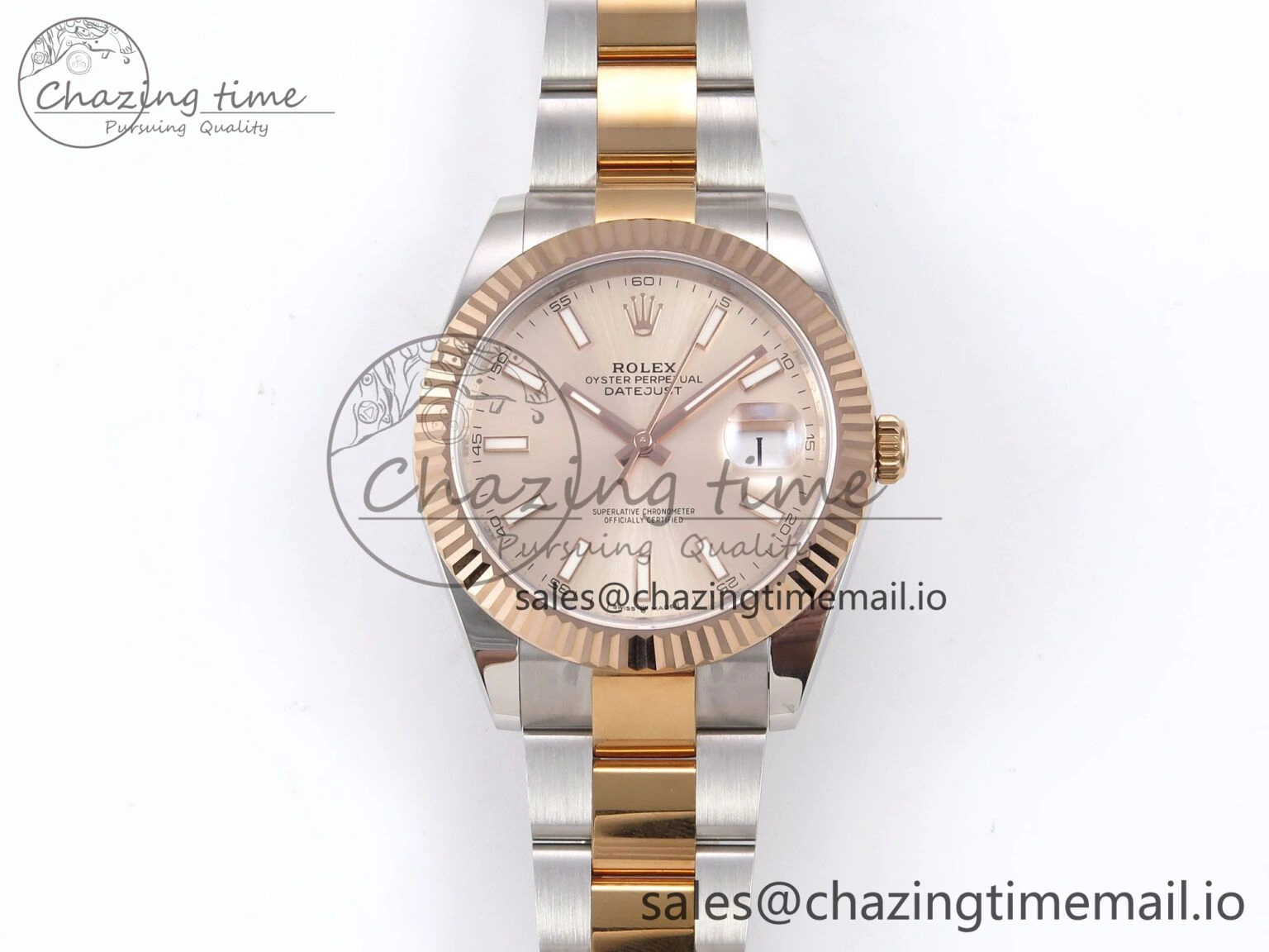 DateJust 41 126331 EWEF Best Edition RG Stick Dial on SS RG Oyster Bracelet A3235