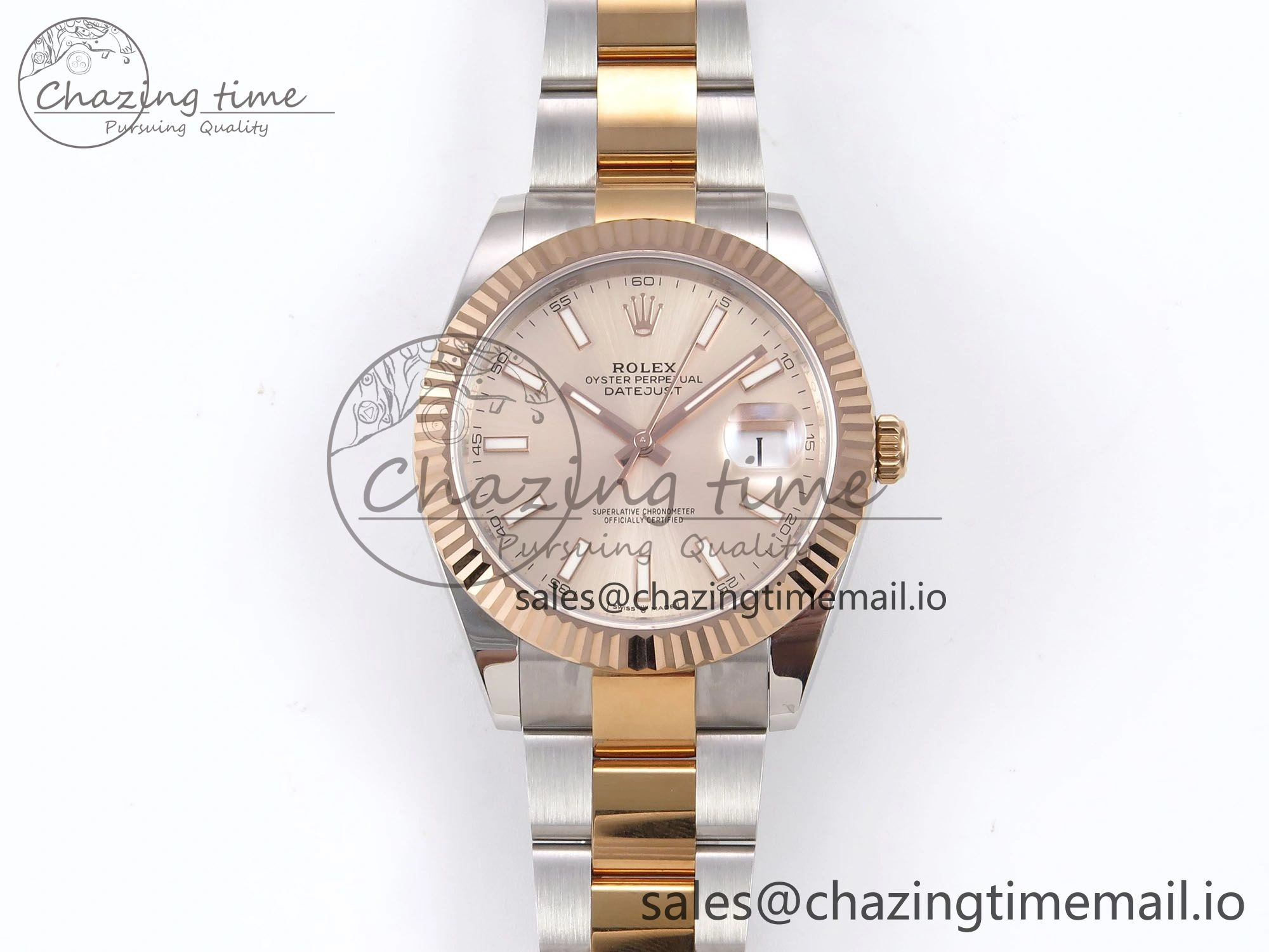 DateJust 41 126331 EWEF Best Edition RG Stick Dial on SS RG Oyster Bracelet A3235
