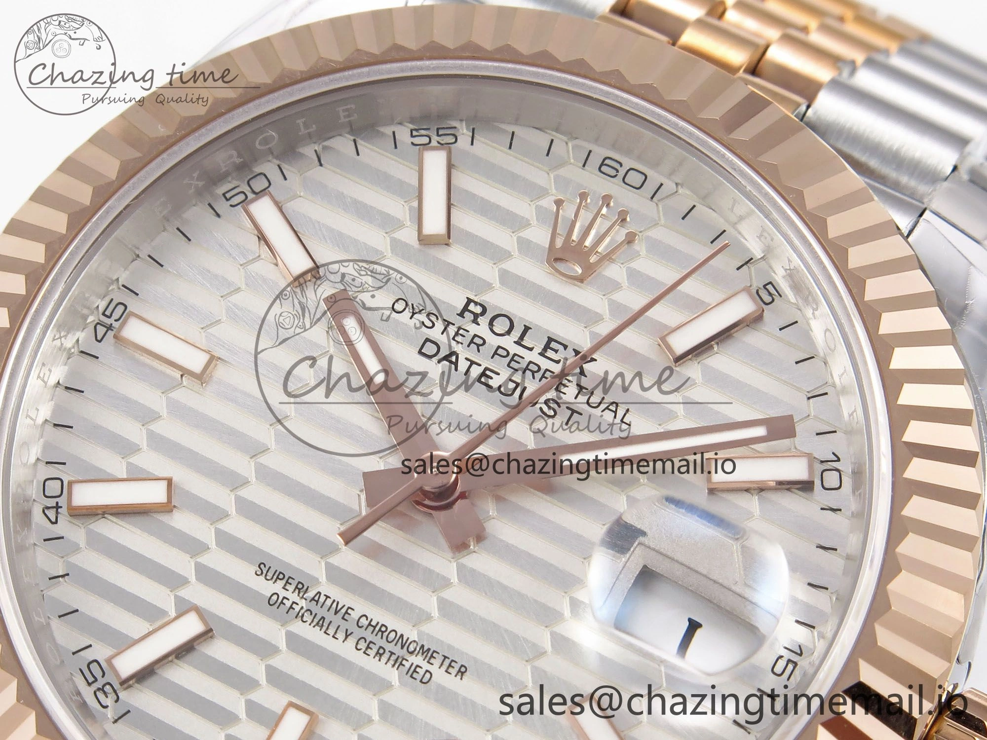 DateJust 41 126331 EWEF Best Edition Silver Textured Dial on SS RG Jubilee Bracelet A3235