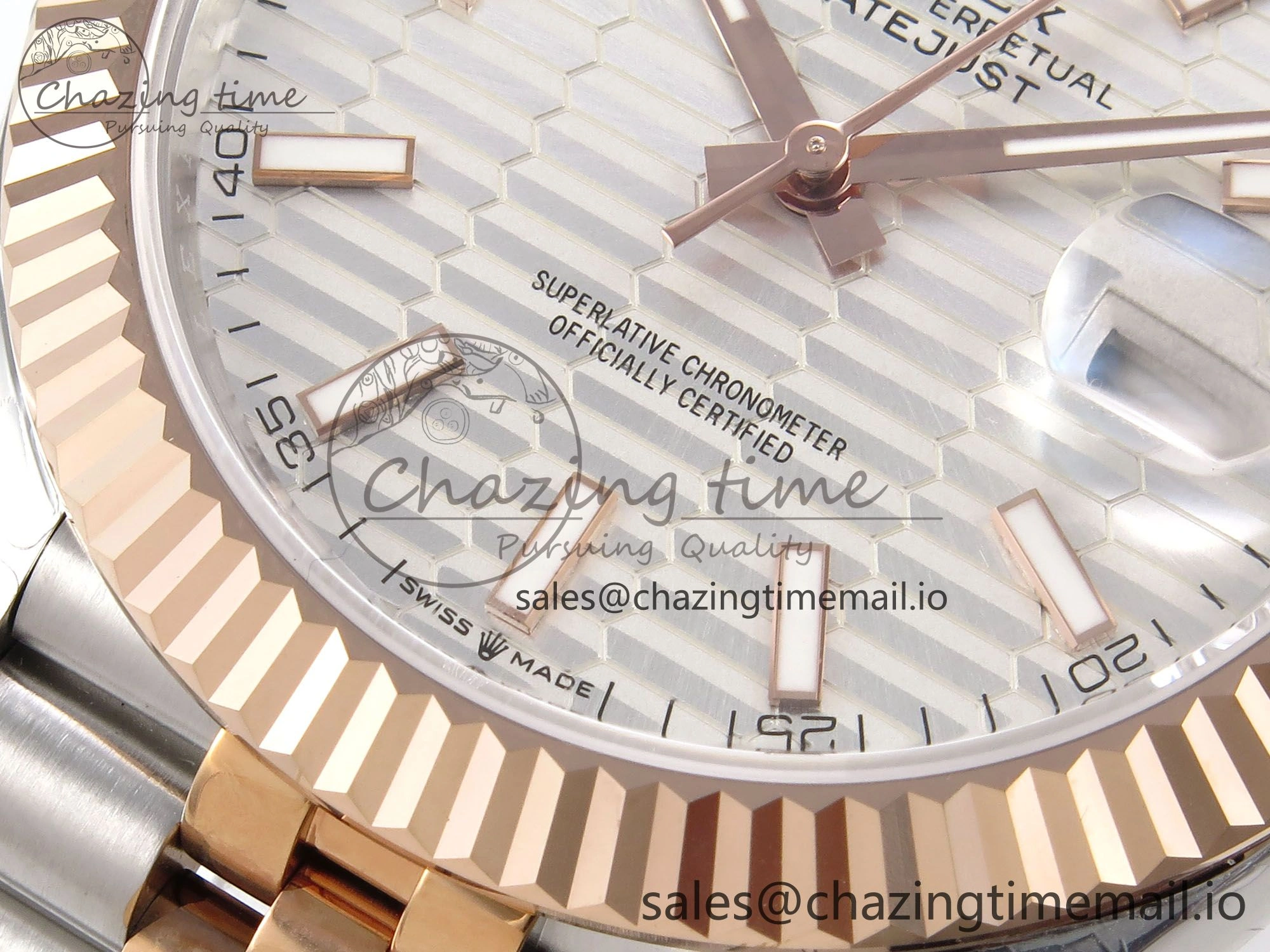 DateJust 41 126331 EWEF Best Edition Silver Textured Dial on SS RG Jubilee Bracelet A3235