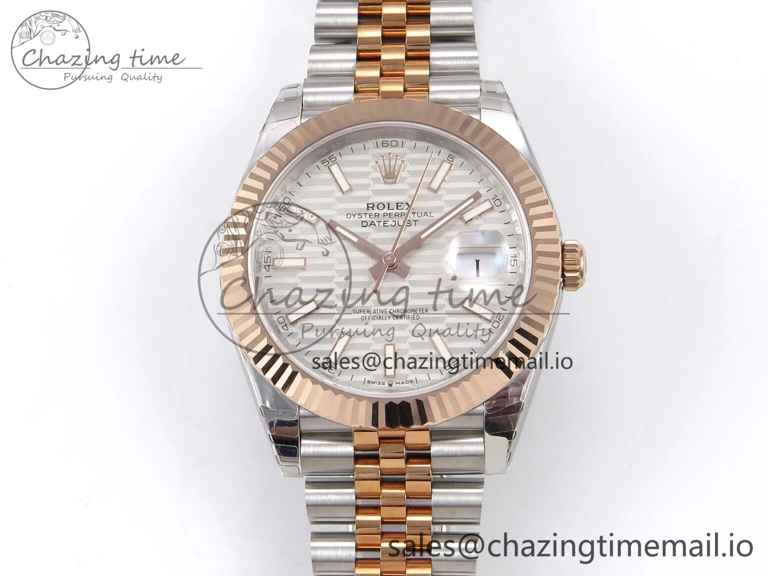 DateJust 41 126331 EWEF Best Edition Silver Textured Dial on SS RG Jubilee Bracelet A3235
