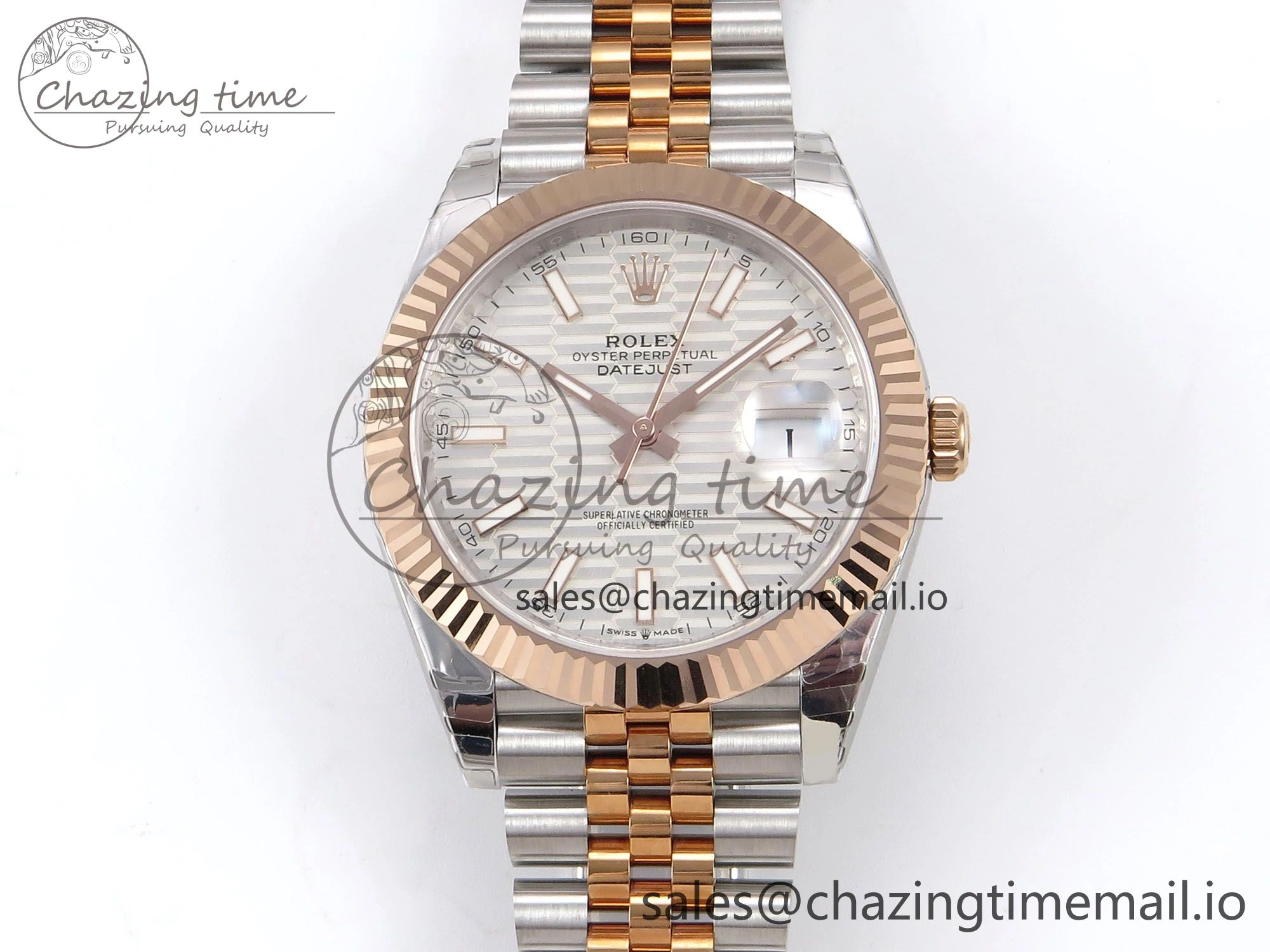 DateJust 41 126331 EWEF Best Edition Silver Textured Dial on SS RG Jubilee Bracelet A3235