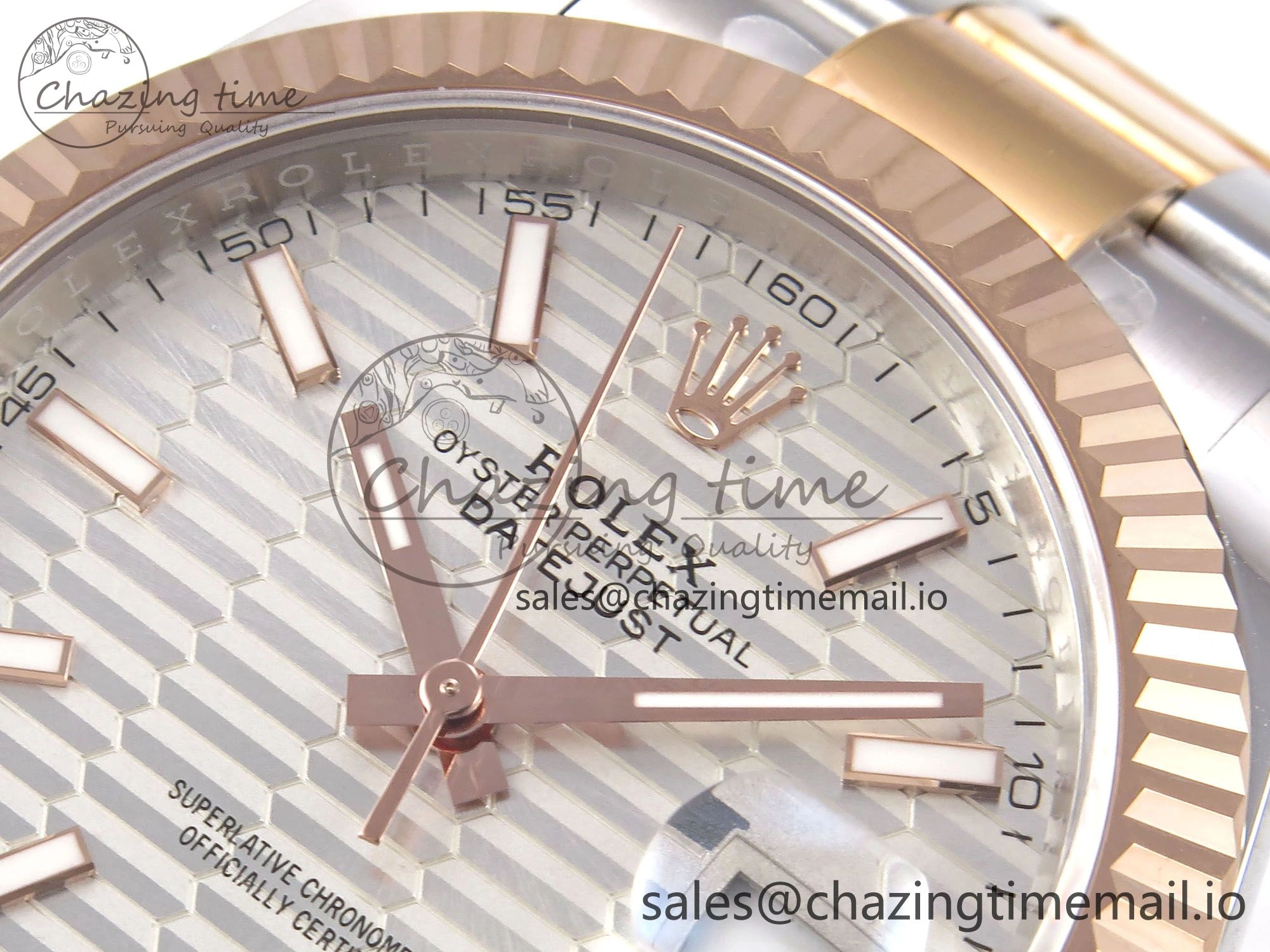 DateJust 41 126331 EWEF Best Edition Silver Textured Dial on SS RG Oyster Bracelet A3235