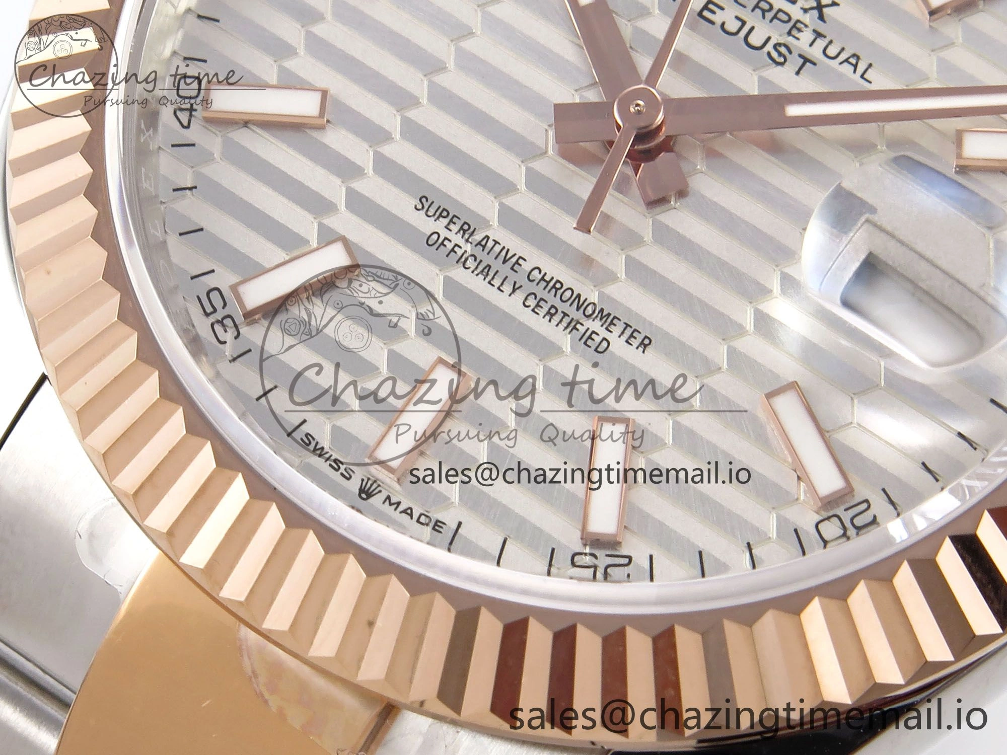 DateJust 41 126331 EWEF Best Edition Silver Textured Dial on SS RG Oyster Bracelet A3235