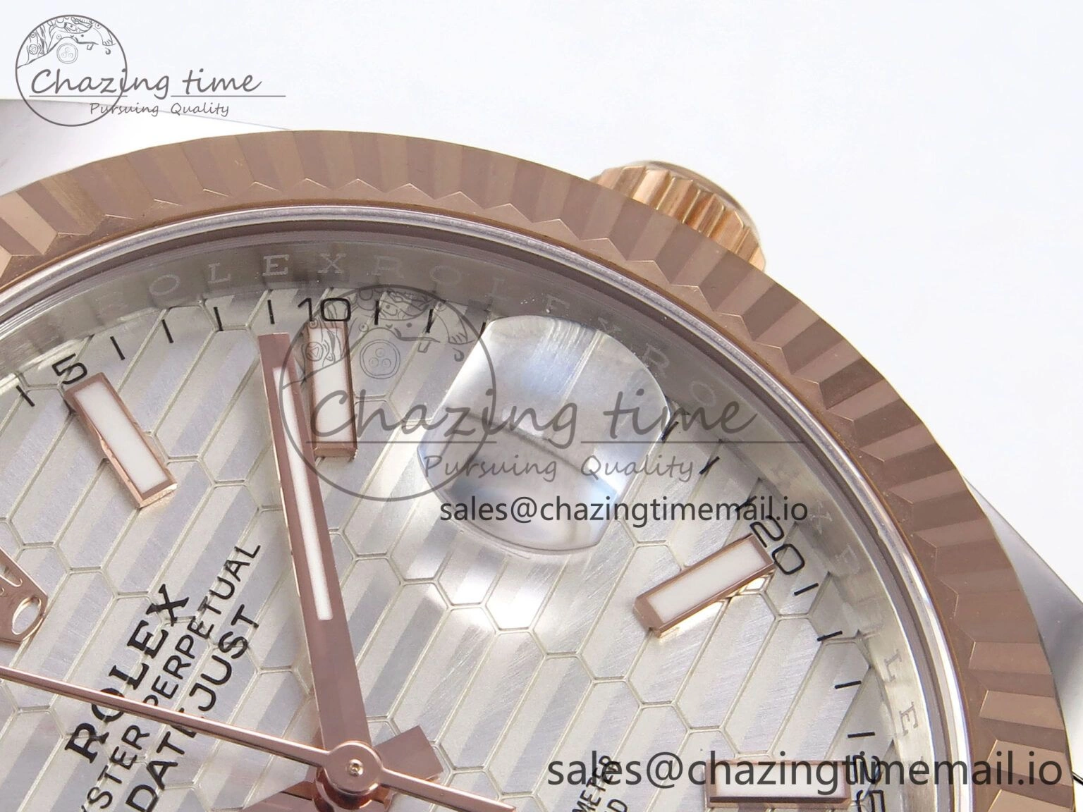 DateJust 41 126331 EWEF Best Edition Silver Textured Dial on SS RG Oyster Bracelet A3235