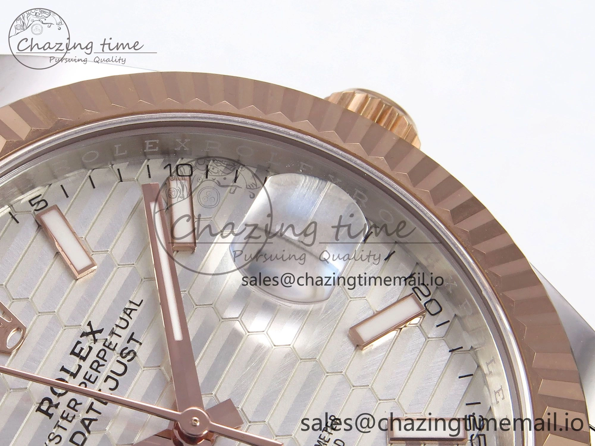 DateJust 41 126331 EWEF Best Edition Silver Textured Dial on SS RG Oyster Bracelet A3235