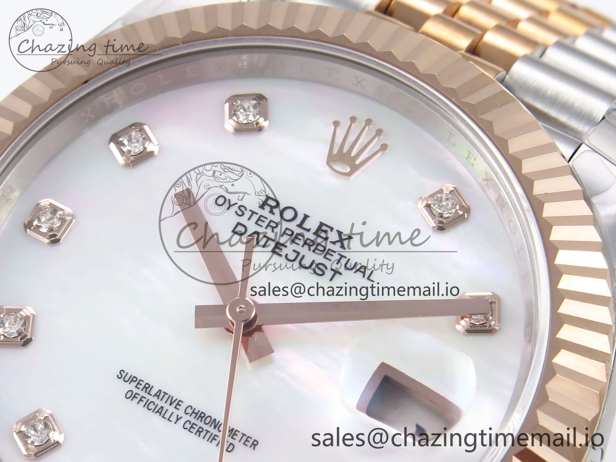 DateJust 41 126331 EWEF Best Edition White MOP Dial on SS RG Jubilee Bracelet A3235