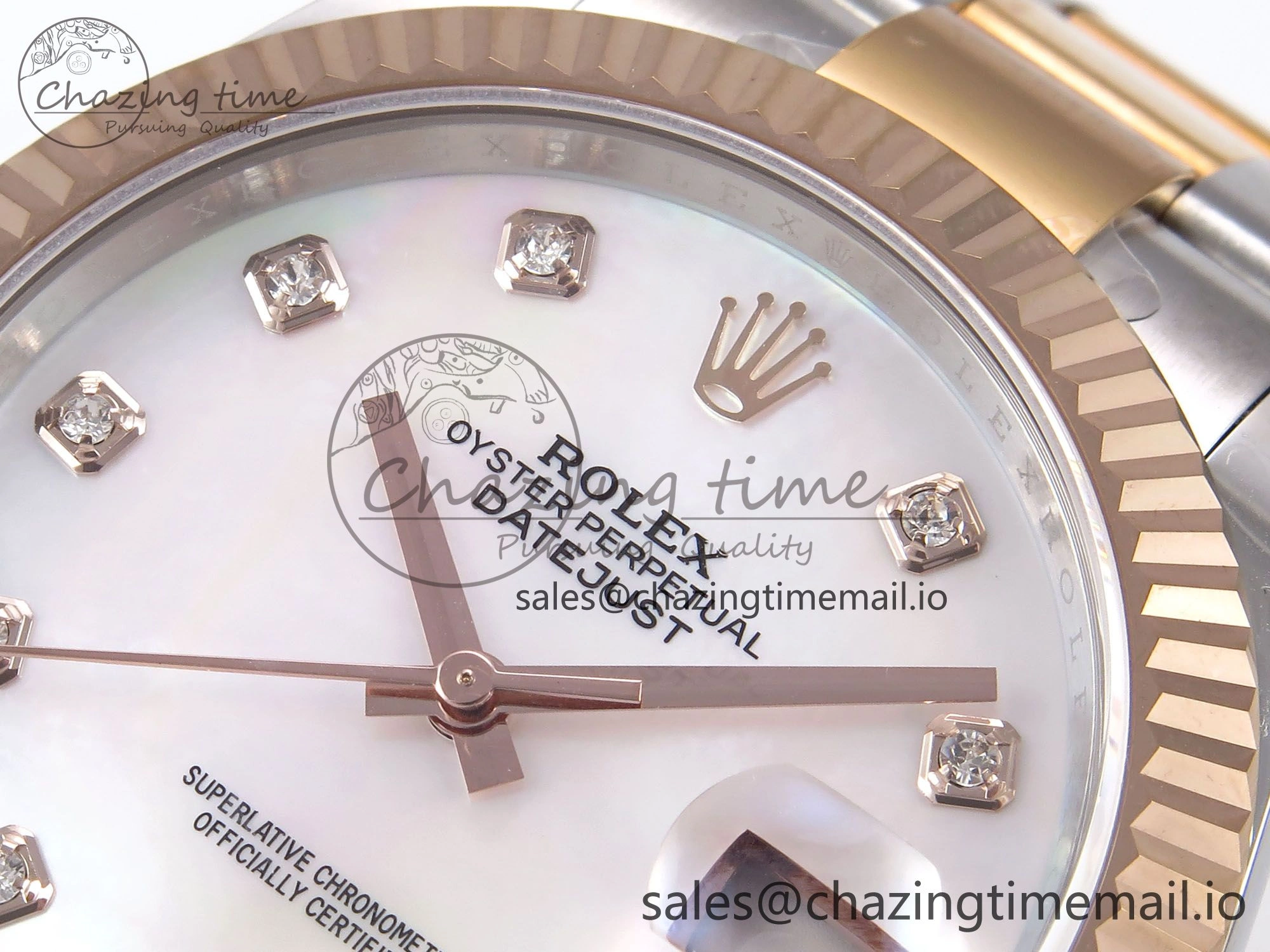 DateJust 41 126331 EWEF Best Edition White MOP Dial on SS RG Oyster Bracelet A3235