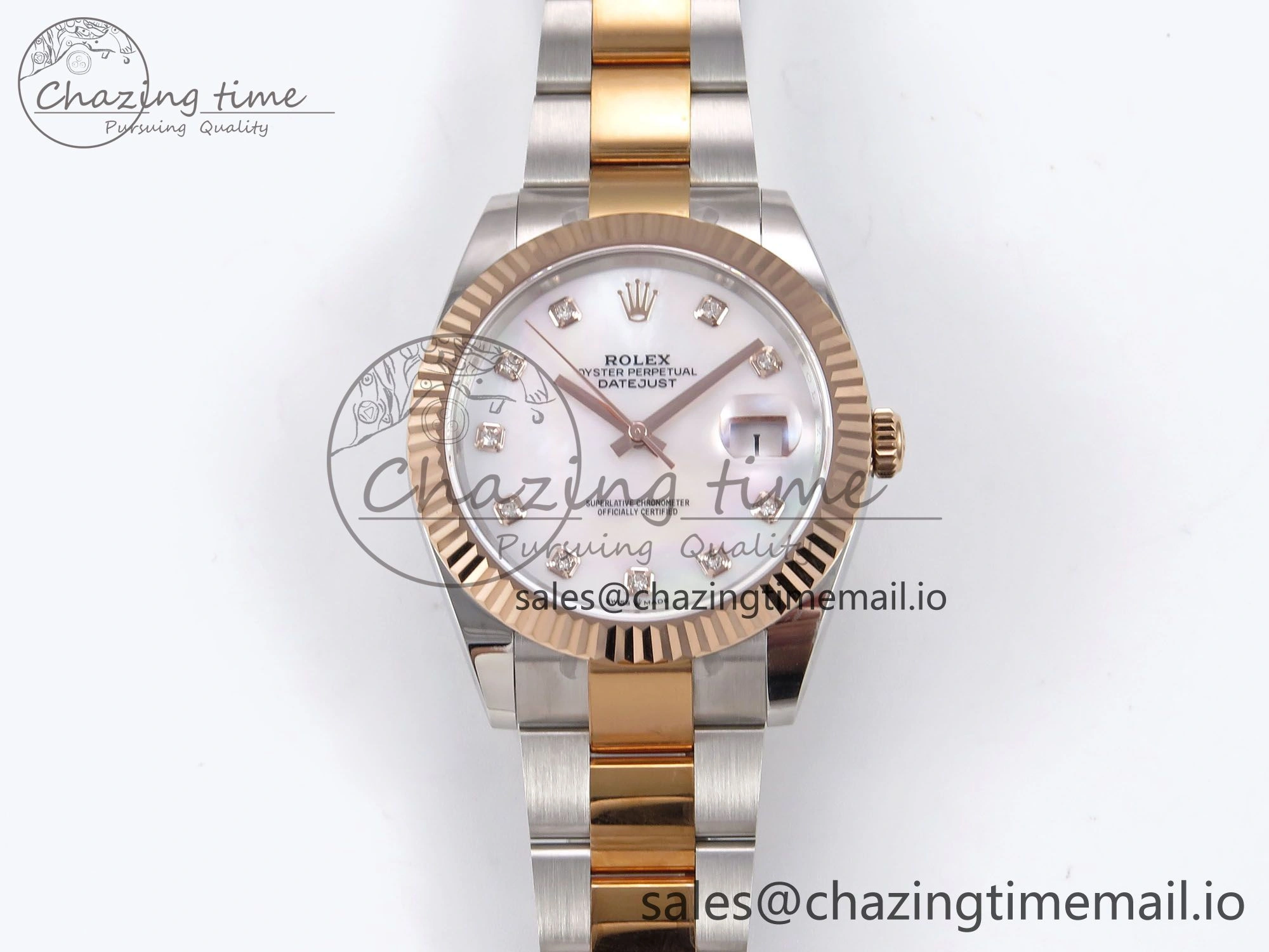 DateJust 41 126331 EWEF Best Edition White MOP Dial on SS RG Oyster Bracelet A3235