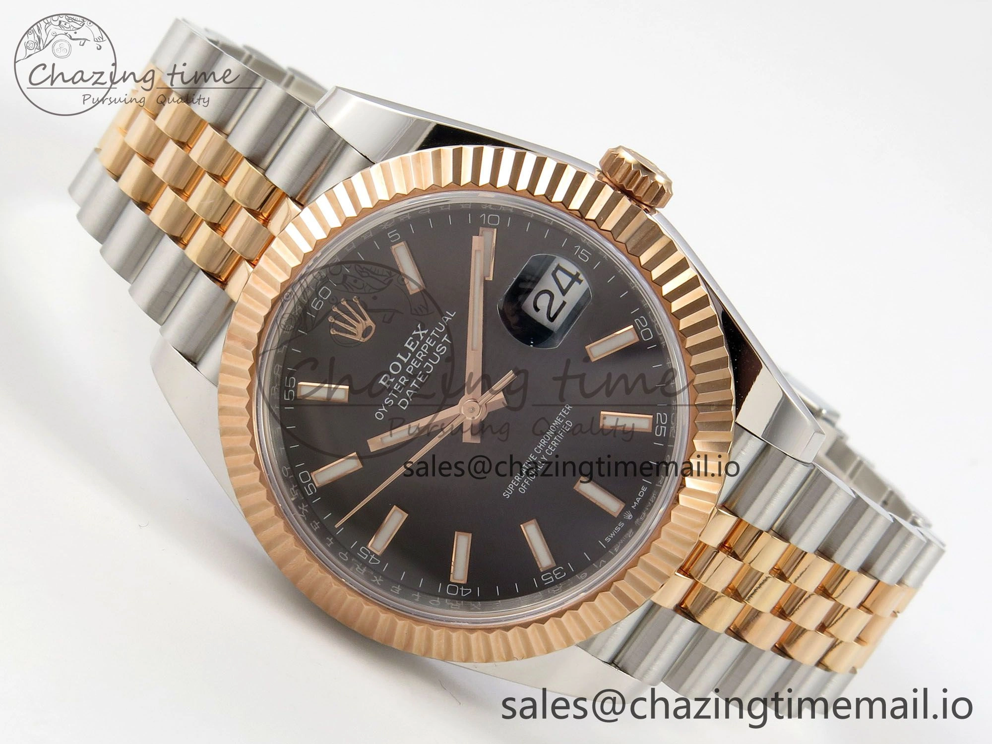 DateJust 41 126331 SS RG ARF 1:1 Best Edition Black Stick Dial on Jubilee Bracelet SH3235 (Weighted)