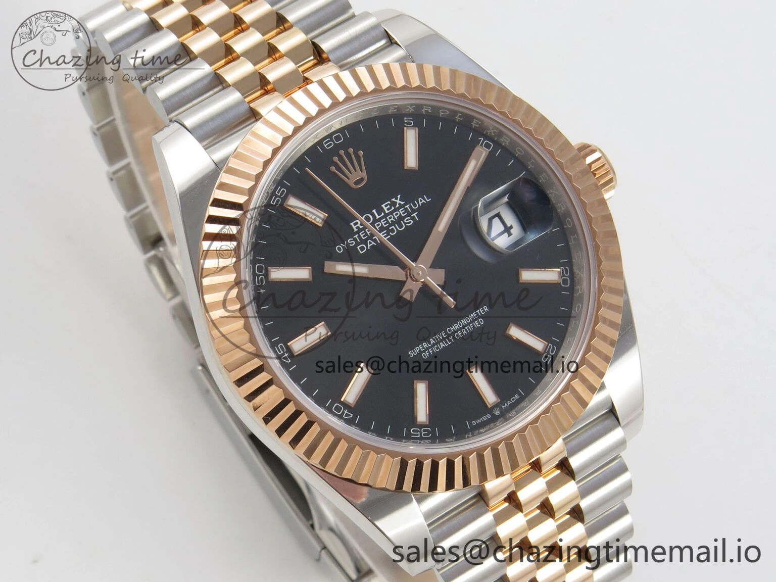 DateJust 41 126331 SS RG ARF 1:1 Best Edition Black Stick Dial on Jubilee Bracelet SH3235 (Weighted)