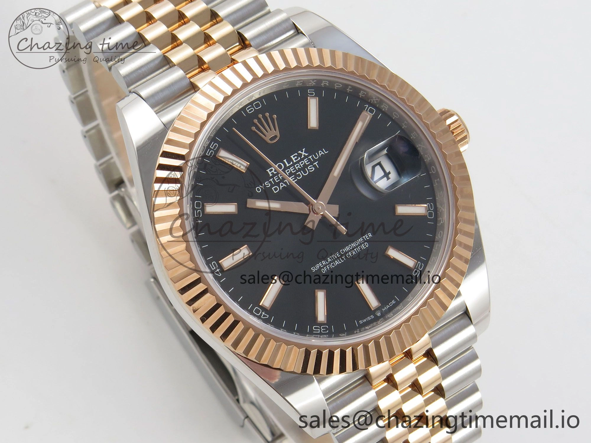 DateJust 41 126331 SS RG ARF 1:1 Best Edition Black Stick Dial on Jubilee Bracelet SH3235 (Weighted)