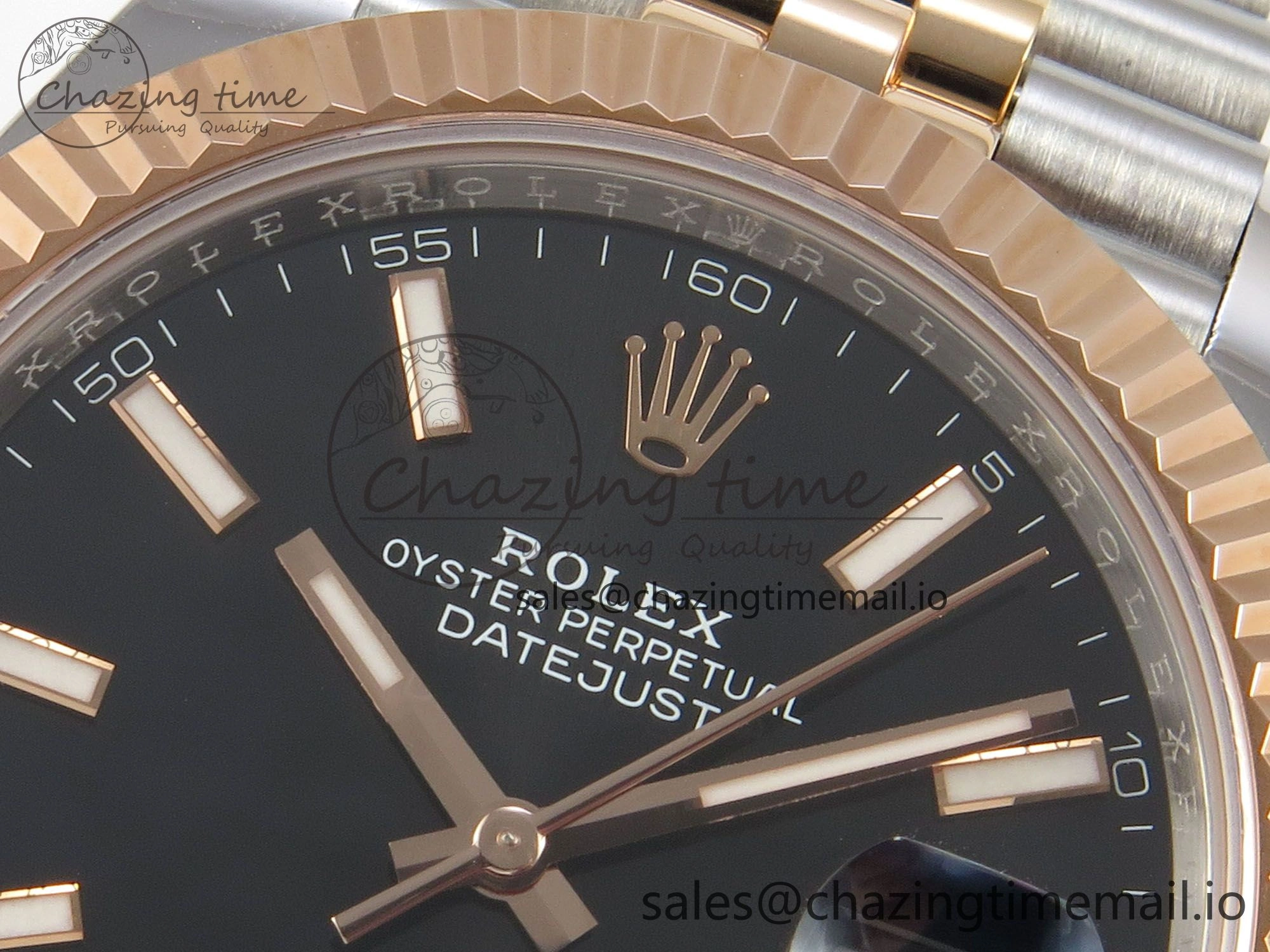 DateJust 41 126331 SS RG ARF 1:1 Best Edition Black Stick Dial on Jubilee Bracelet SH3235 (Weighted)