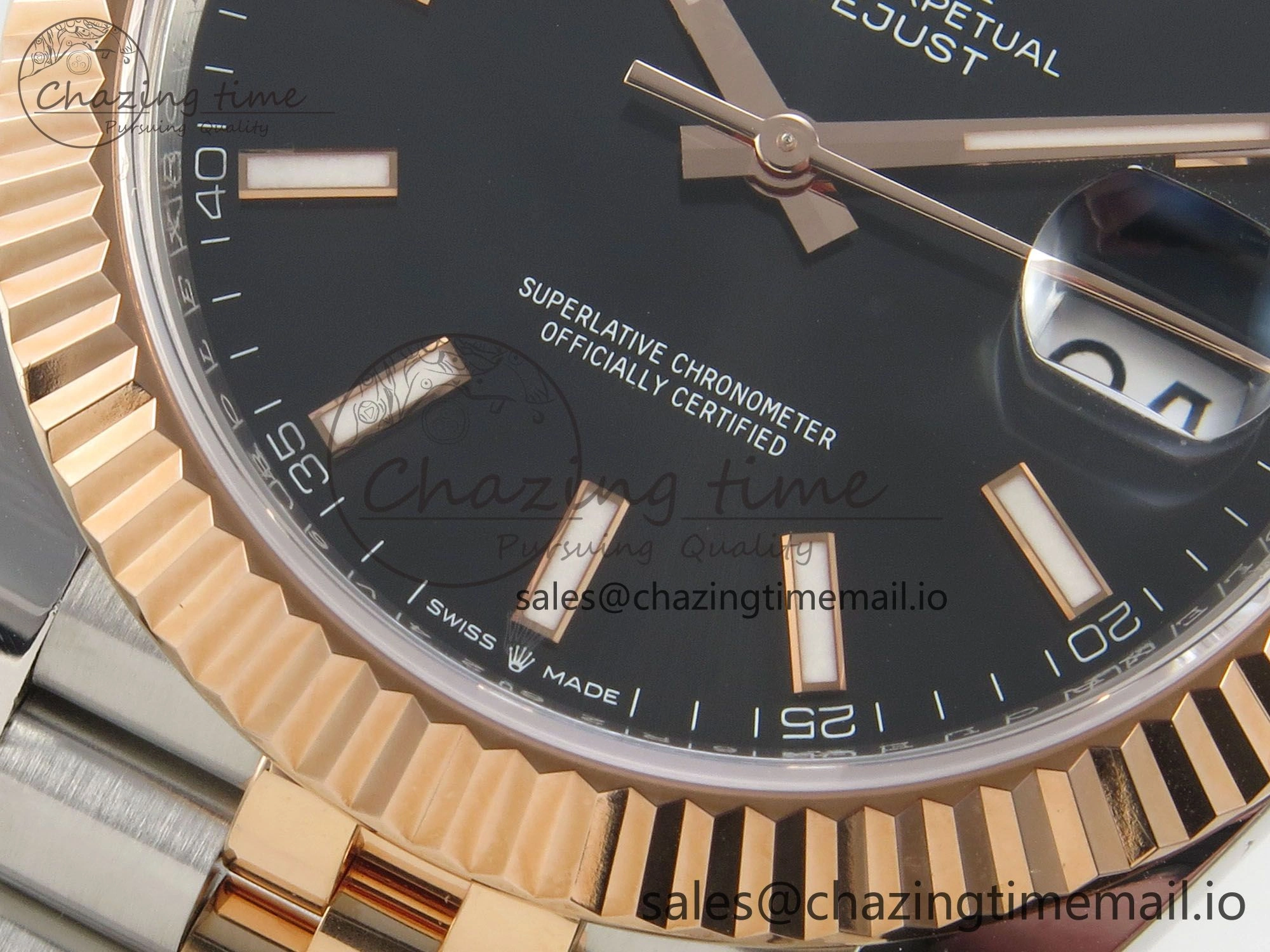 DateJust 41 126331 SS RG ARF 1:1 Best Edition Black Stick Dial on Jubilee Bracelet SH3235 (Weighted)