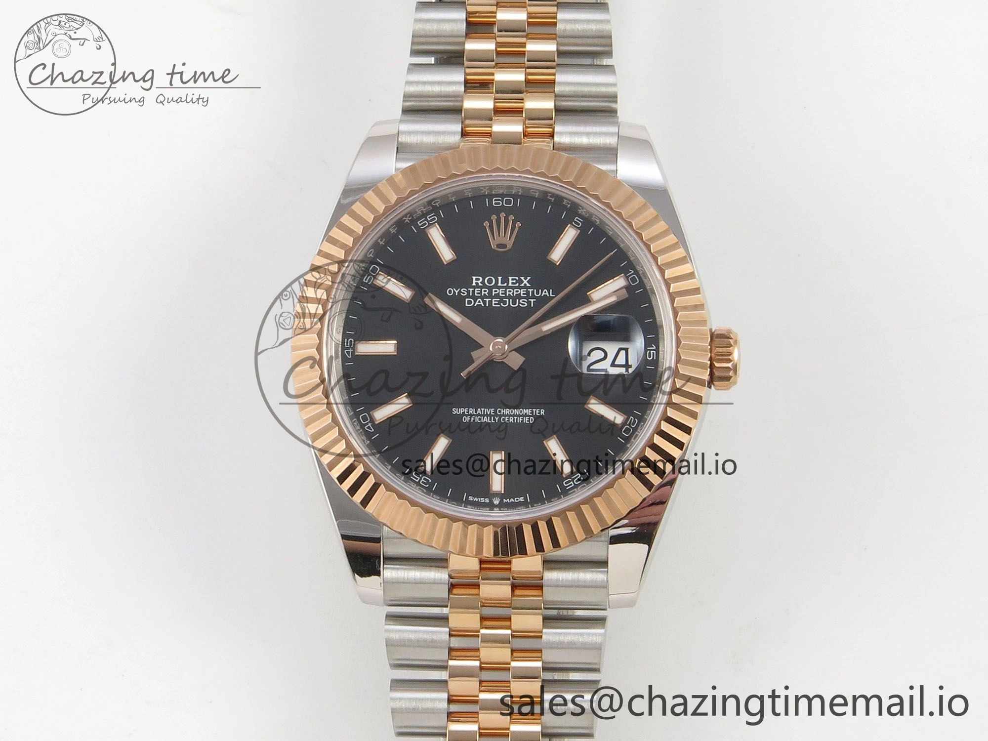 DateJust 41 126331 SS RG ARF 1:1 Best Edition Black Stick Dial on Jubilee Bracelet SH3235 (Weighted)