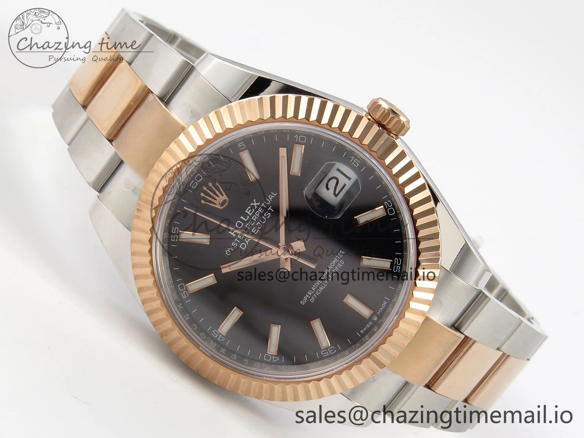 DateJust 41 126331 SS RG ARF 1:1 Best Edition Black Stick Dial on Oyster Bracelet SH3235 (Weighted)