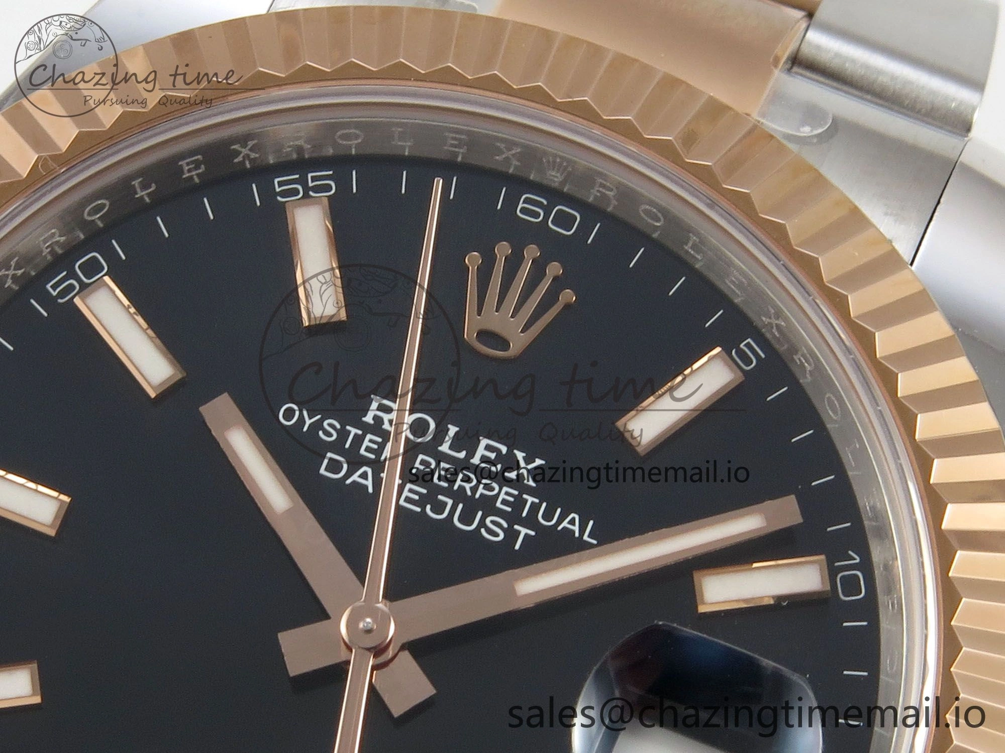 DateJust 41 126331 SS RG ARF 1:1 Best Edition Black Stick Dial on Oyster Bracelet SH3235 (Weighted)